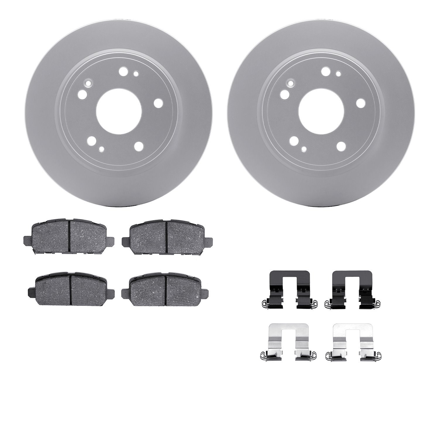 4512-59207 Geospec Brake Rotors w/5000 Advanced Brake Pads Kit & Hardware, Fits Select Acura/Honda, Position: Rear