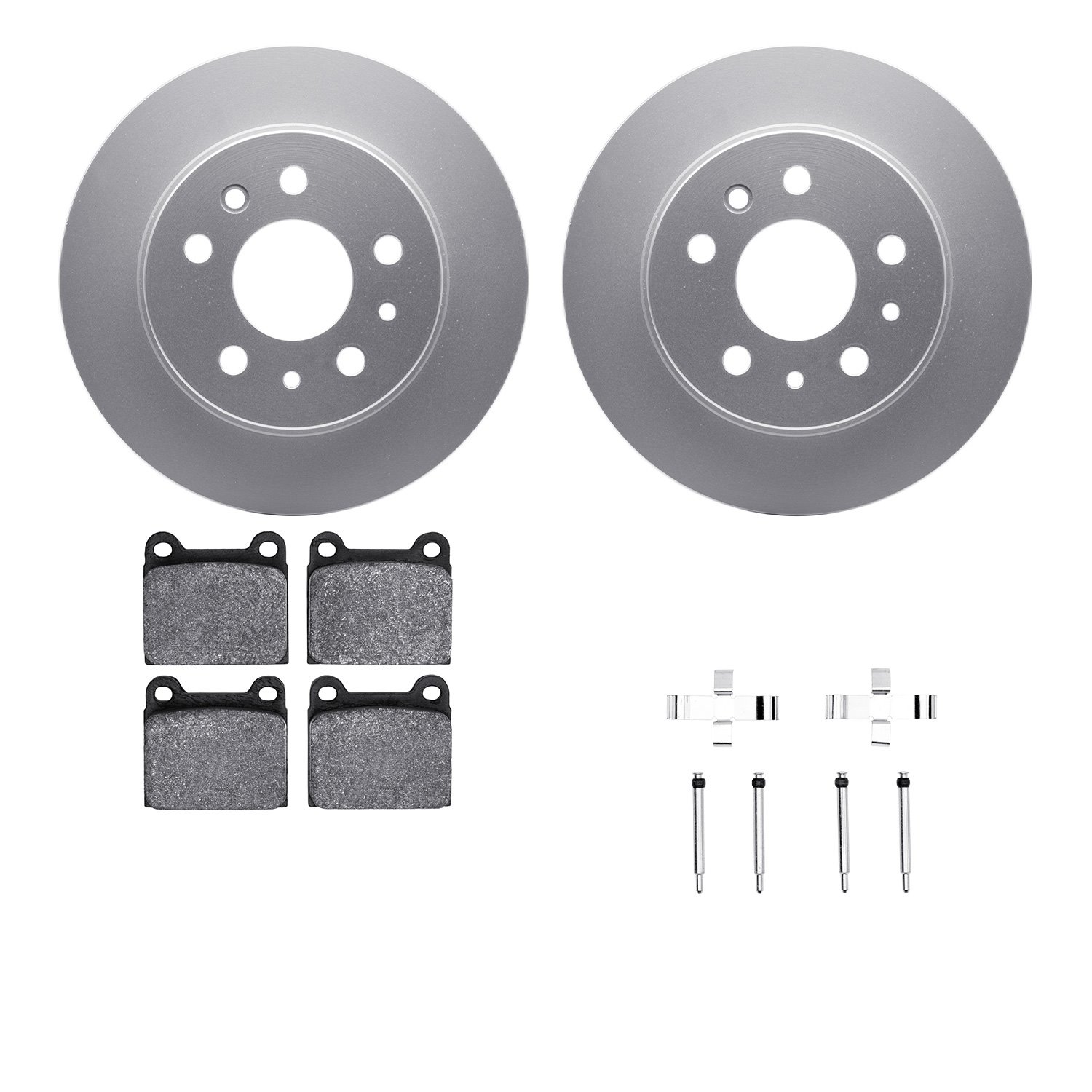 4512-63119 Geospec Brake Rotors w/5000 Advanced Brake Pads Kit & Hardware, 1961-1991 Mercedes-Benz, Position: Rear