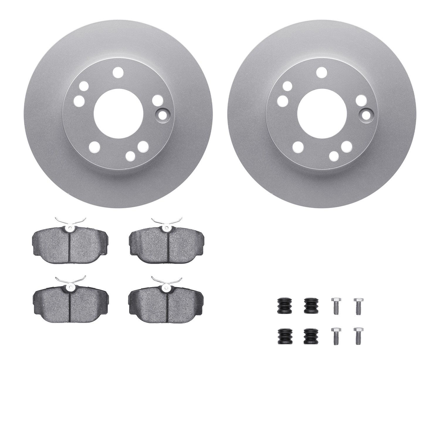 4512-63122 Geospec Brake Rotors w/5000 Advanced Brake Pads Kit & Hardware, 1987-1987 Mercedes-Benz, Position: Front