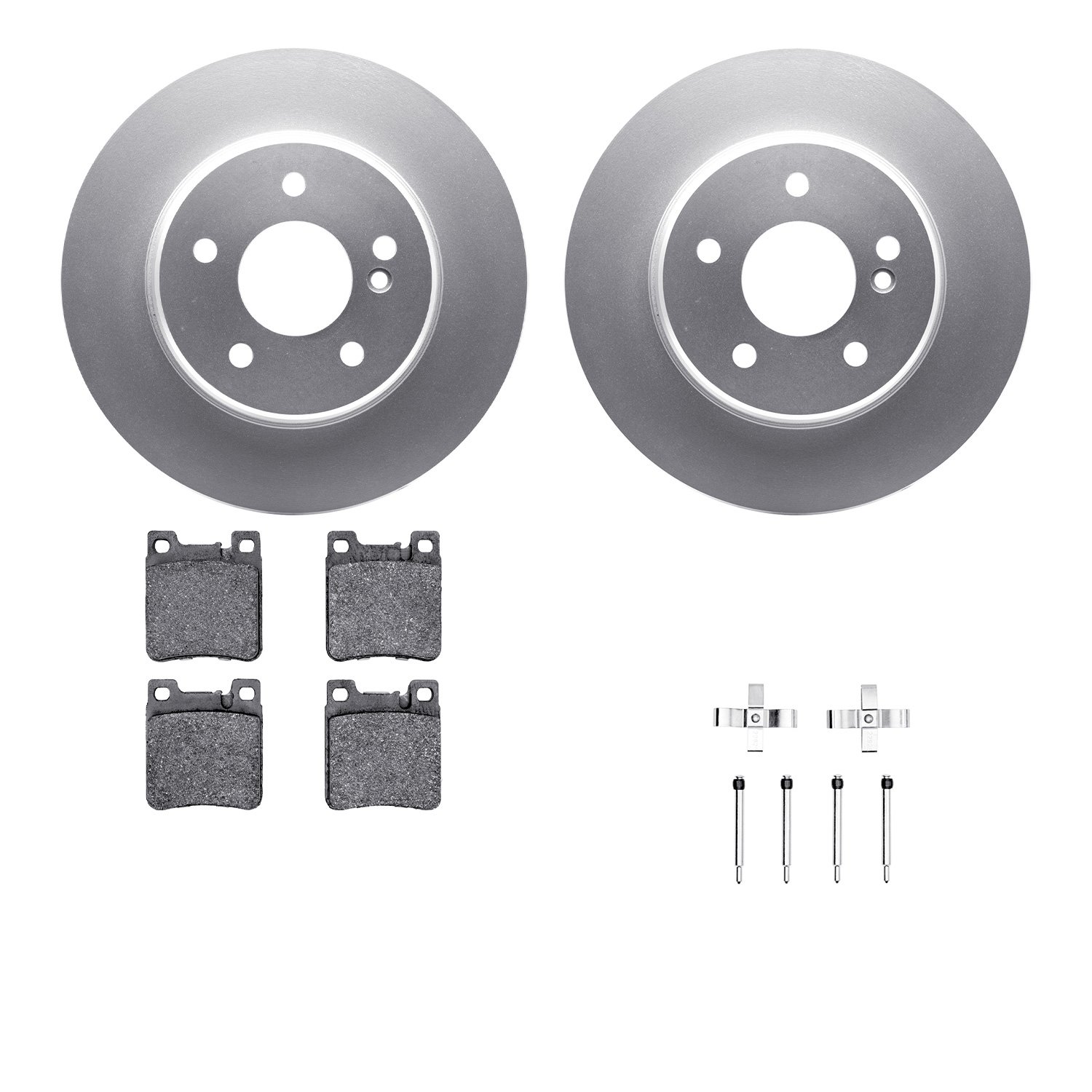 4512-63135 Geospec Brake Rotors w/5000 Advanced Brake Pads Kit & Hardware, 1994-2000 Mercedes-Benz, Position: Rear