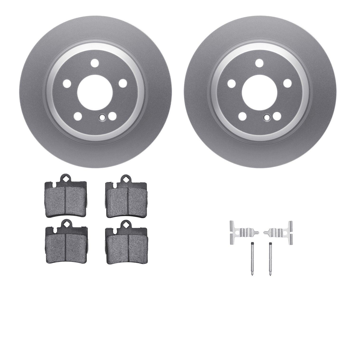 4512-63137 Geospec Brake Rotors w/5000 Advanced Brake Pads Kit & Hardware, 2000-2003 Mercedes-Benz, Position: Rear