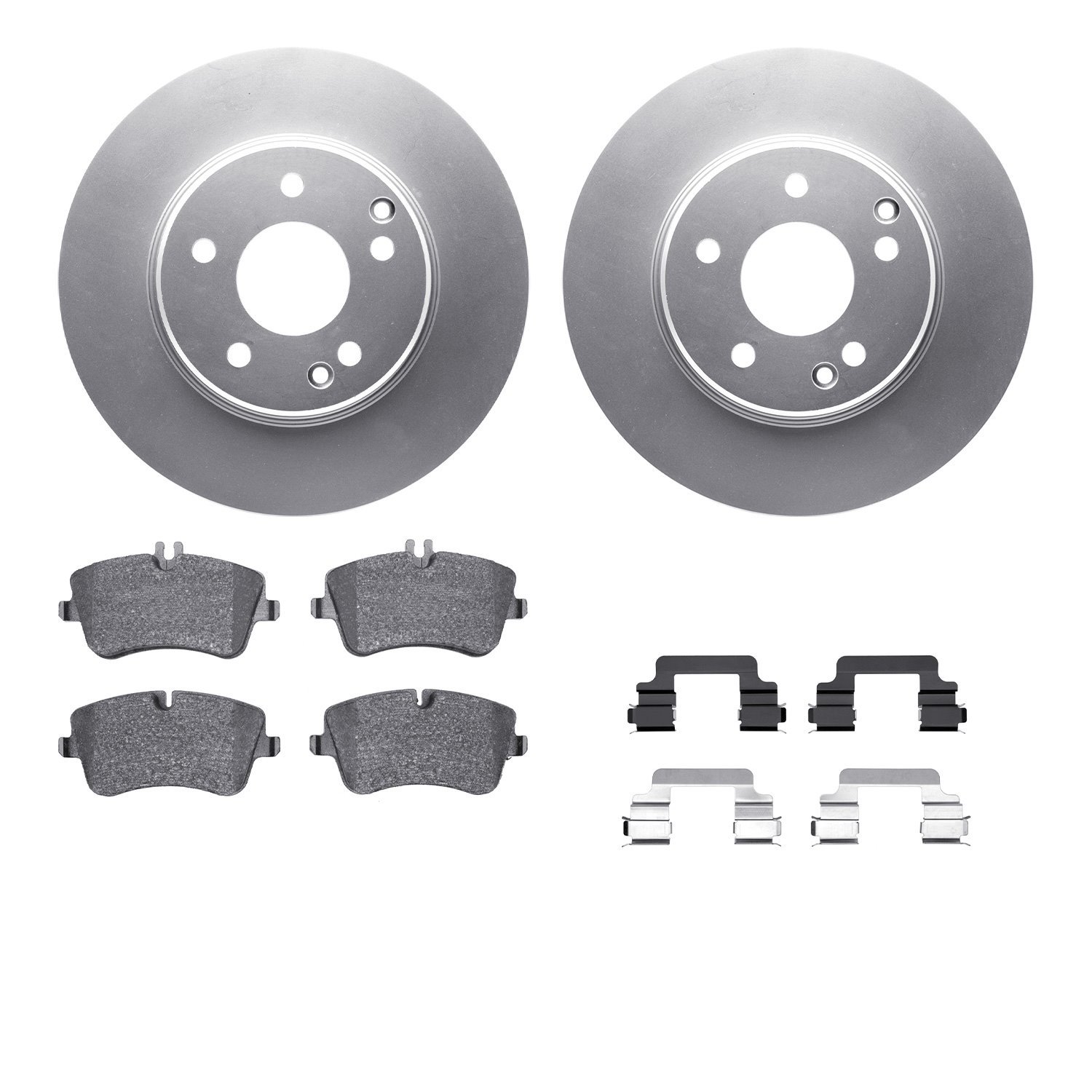 4512-63151 Geospec Brake Rotors w/5000 Advanced Brake Pads Kit & Hardware, 2003-2015 Mercedes-Benz, Position: Front