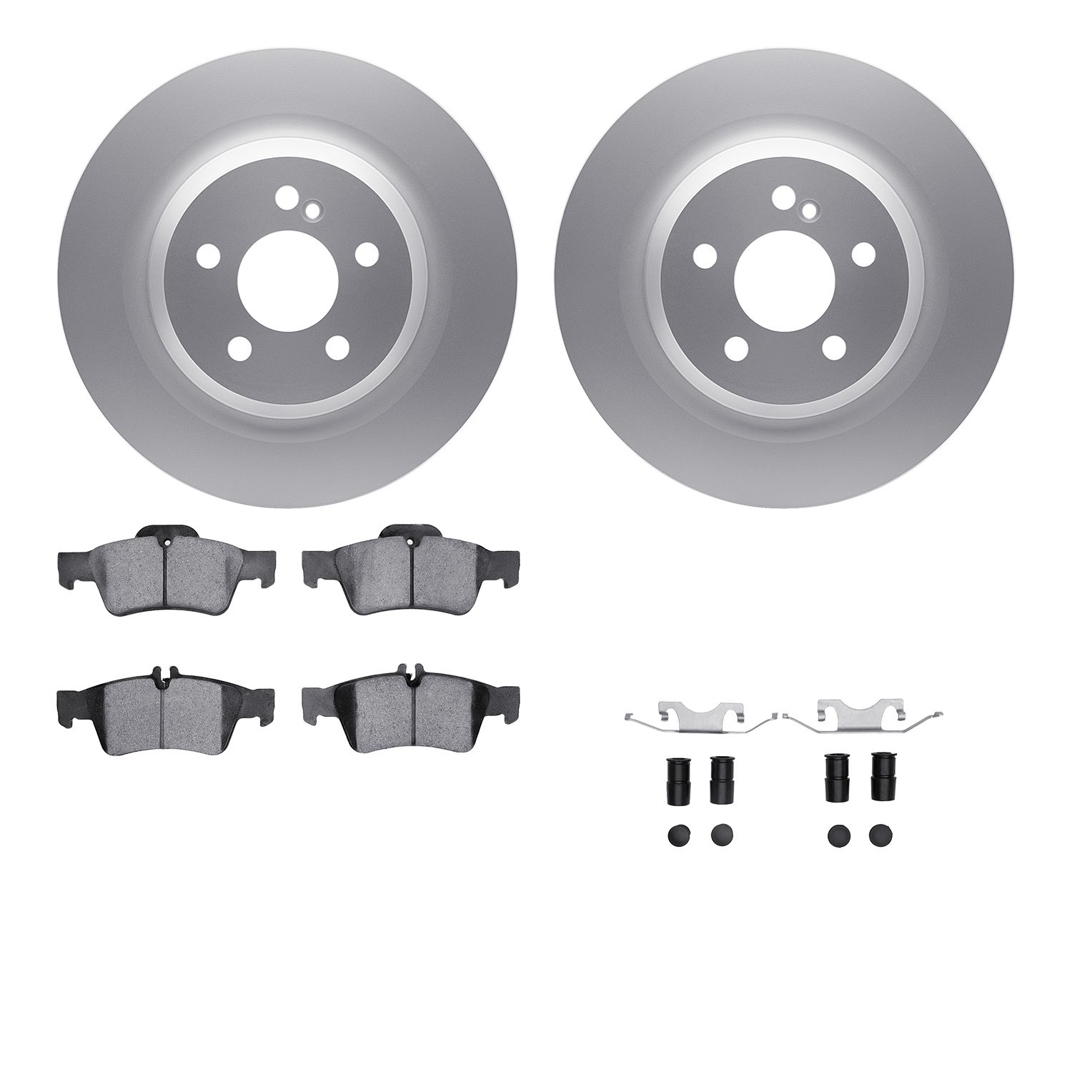 4512-63178 Geospec Brake Rotors w/5000 Advanced Brake Pads Kit & Hardware, 2010-2014 Mercedes-Benz, Position: Rear