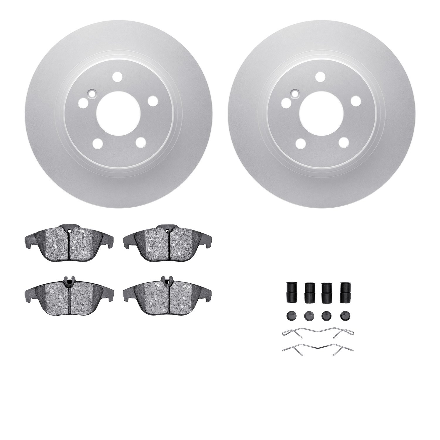 4512-63186 Geospec Brake Rotors w/5000 Advanced Brake Pads Kit & Hardware, 2008-2012 Mercedes-Benz, Position: Rear