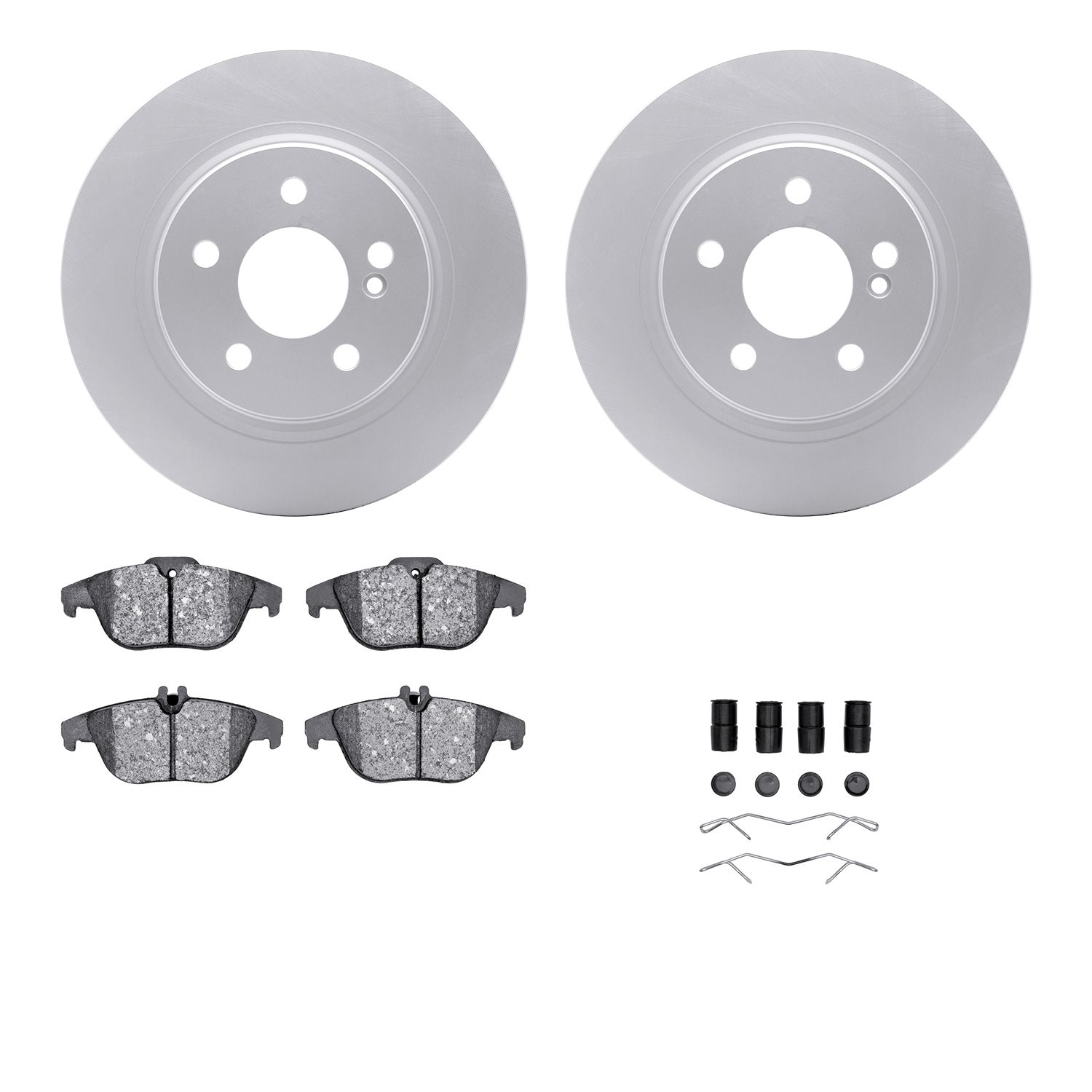 4512-63190 Geospec Brake Rotors w/5000 Advanced Brake Pads Kit & Hardware, 2008-2015 Mercedes-Benz, Position: Rear