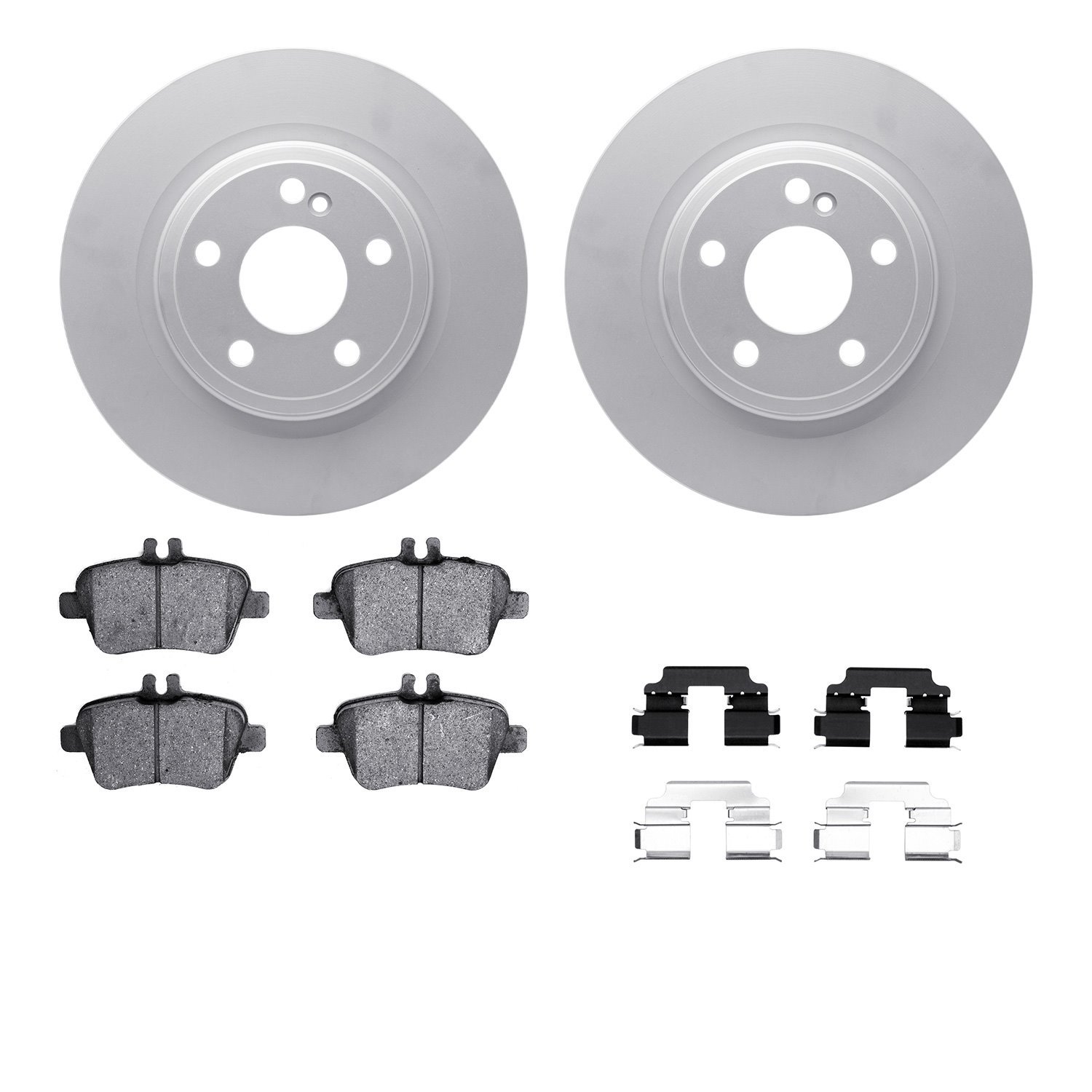 4512-63196 Geospec Brake Rotors w/5000 Advanced Brake Pads Kit & Hardware, 2012-2016 Mercedes-Benz, Position: Rear