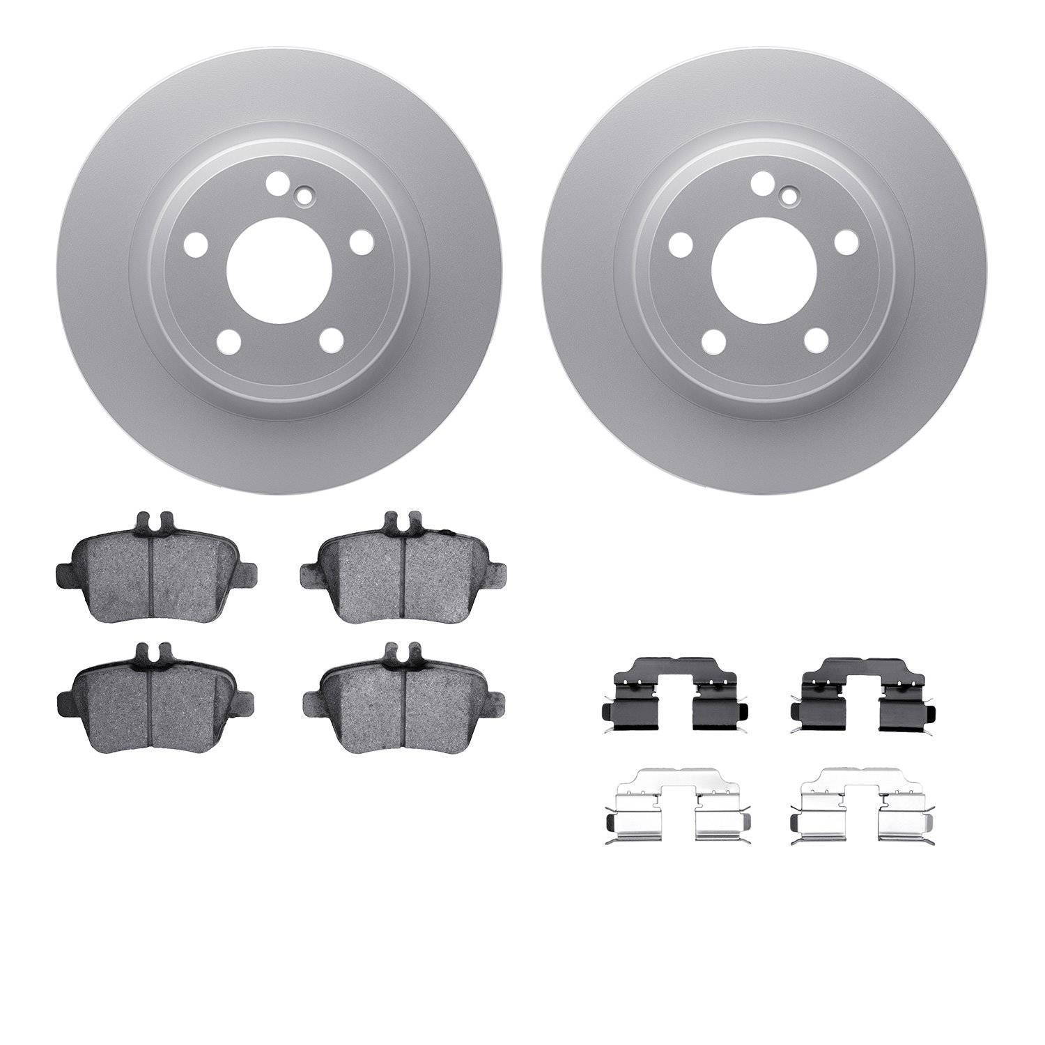 4512-63202 Geospec Brake Rotors w/5000 Advanced Brake Pads Kit & Hardware, 2014-2019 Mercedes-Benz, Position: Rear