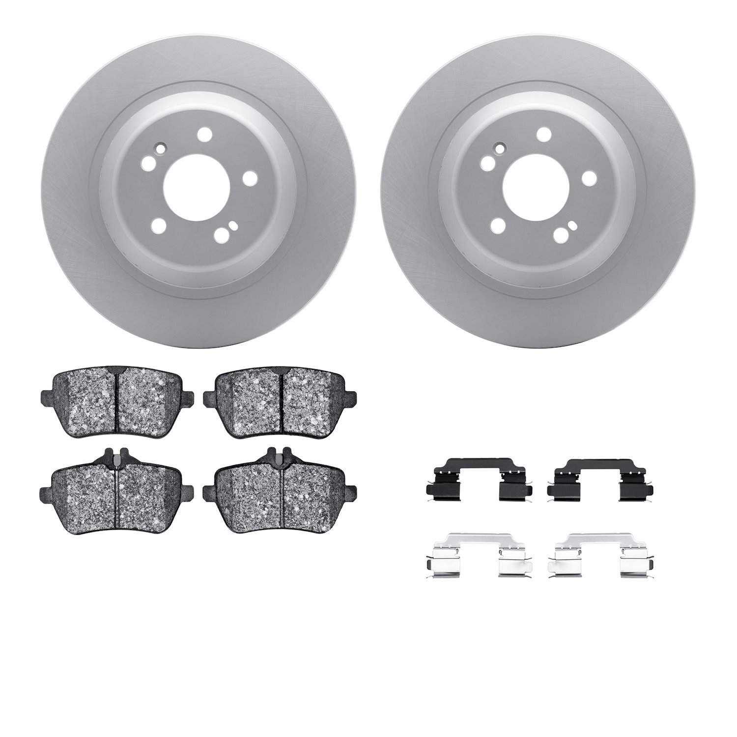 4512-63203 Geospec Brake Rotors w/5000 Advanced Brake Pads Kit & Hardware, 2014-2021 Mercedes-Benz, Position: Rear
