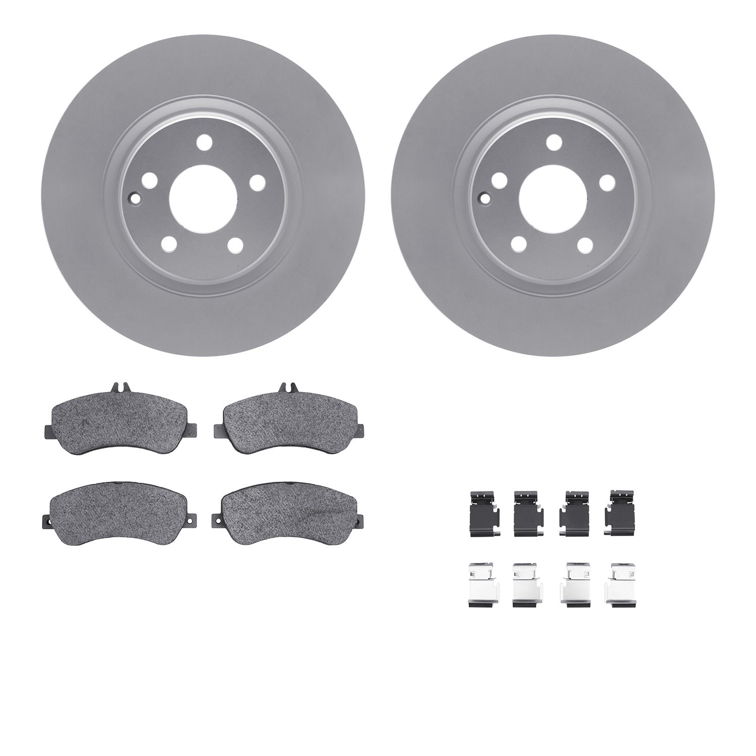 4512-63217 Geospec Brake Rotors w/5000 Advanced Brake Pads Kit & Hardware, 2009-2015 Mercedes-Benz, Position: Front
