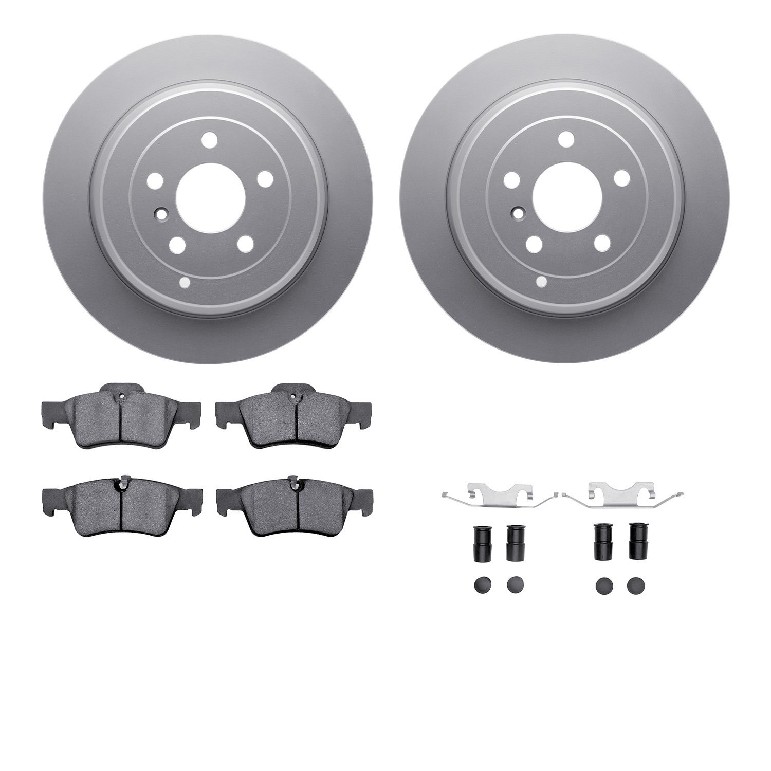4512-63220 Geospec Brake Rotors w/5000 Advanced Brake Pads Kit & Hardware, 2006-2012 Mercedes-Benz, Position: Rear