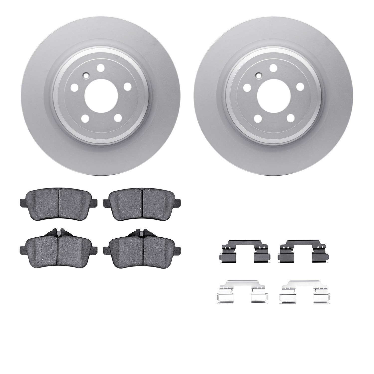 4512-63227 Geospec Brake Rotors w/5000 Advanced Brake Pads Kit & Hardware, 2012-2019 Mercedes-Benz, Position: Rear