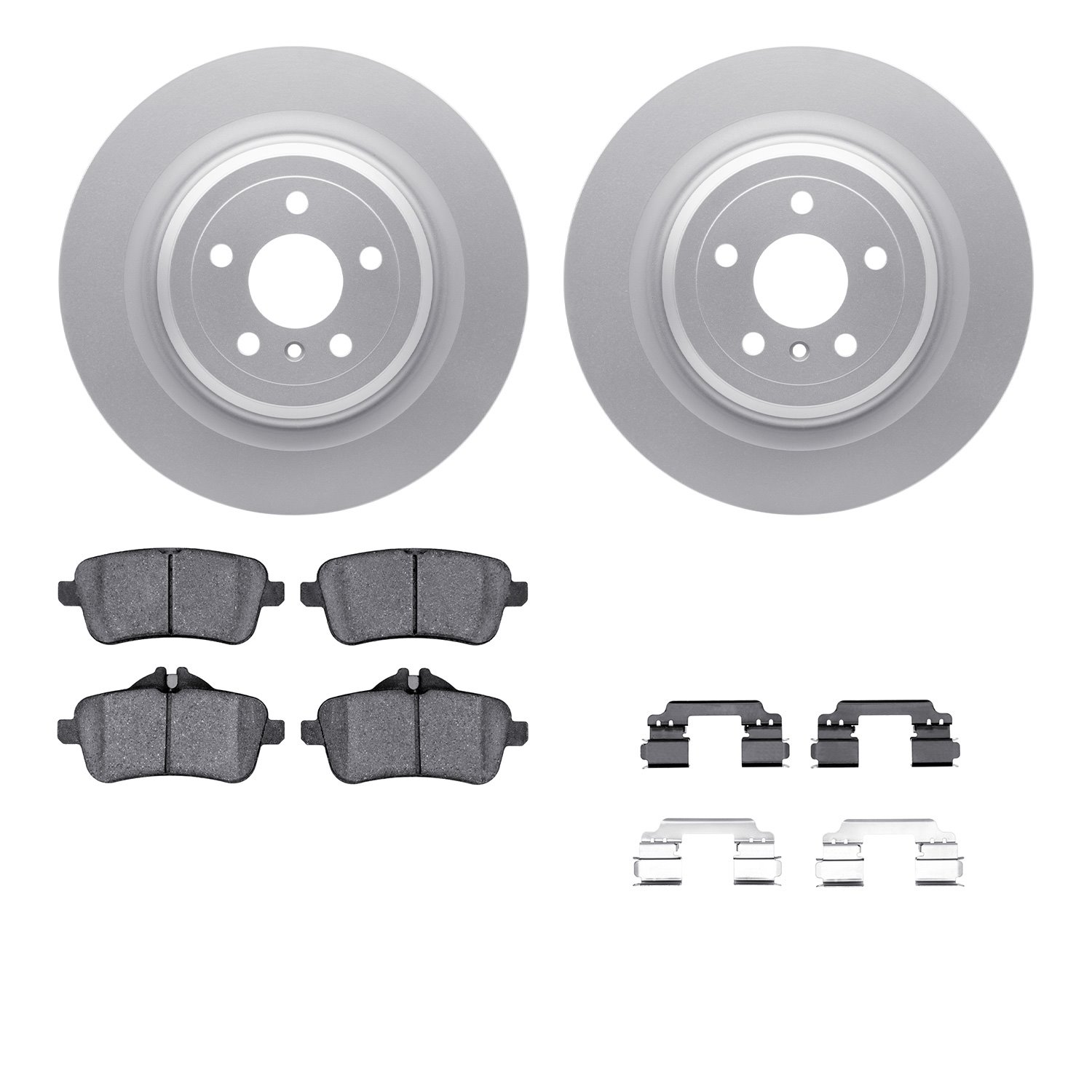 4512-63235 Geospec Brake Rotors w/5000 Advanced Brake Pads Kit & Hardware, 2013-2019 Mercedes-Benz, Position: Rear
