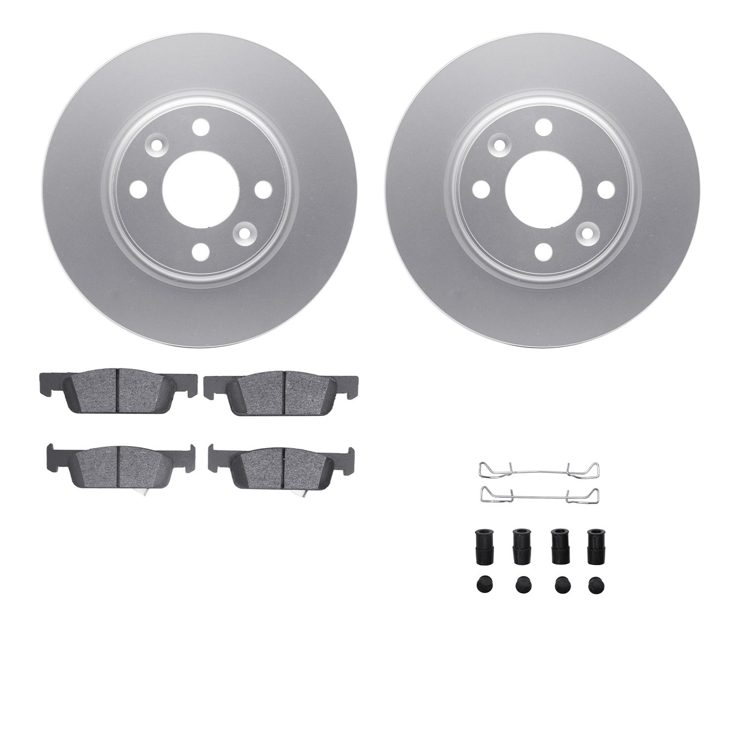 4512-63237 Geospec Brake Rotors w/5000 Advanced Brake Pads Kit & Hardware, 2016-2018 Smart, Position: Front