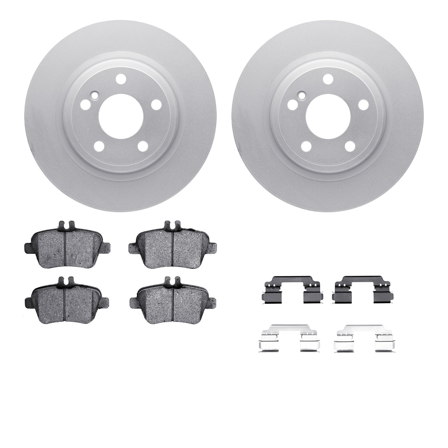 4512-63241 Geospec Brake Rotors w/5000 Advanced Brake Pads Kit & Hardware, 2014-2019 Mercedes-Benz, Position: Rear