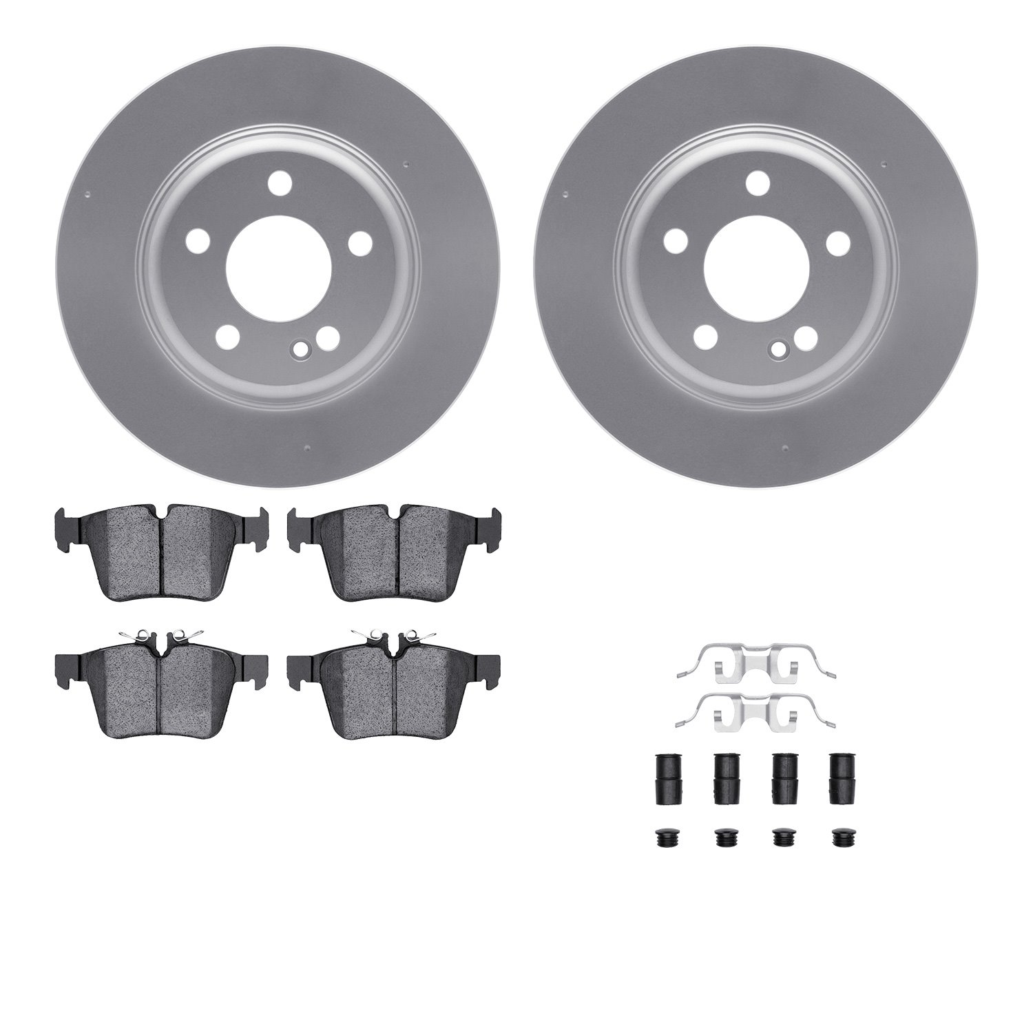 4512-63244 Geospec Brake Rotors w/5000 Advanced Brake Pads Kit & Hardware, 2015-2021 Mercedes-Benz, Position: Rear