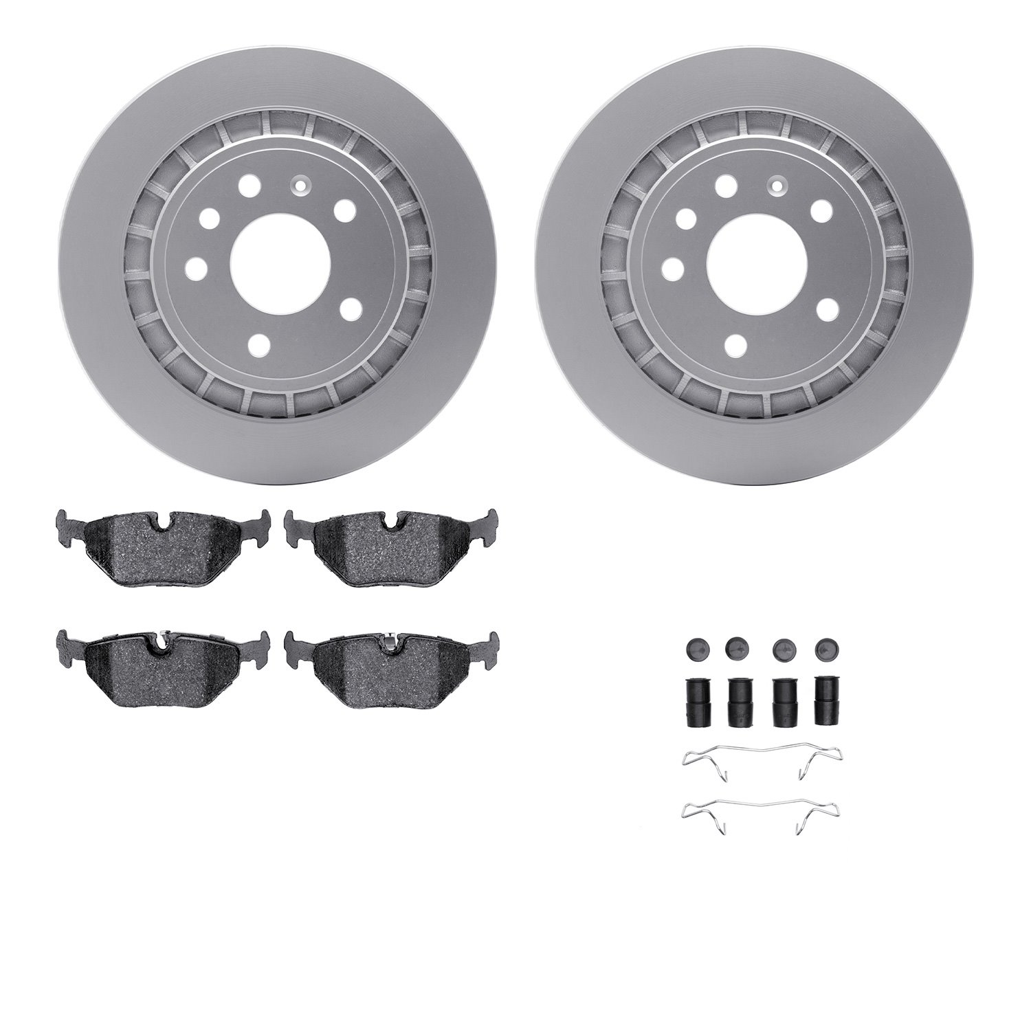 4512-65035 Geospec Brake Rotors w/5000 Advanced Brake Pads Kit & Hardware, 2002-2010 GM, Position: Rear