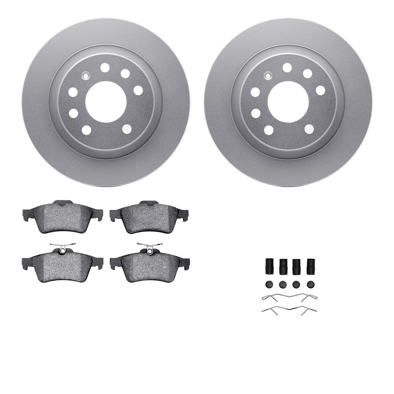 4512-65042 Geospec Brake Rotors w/5000 Advanced Brake Pads Kit & Hardware, 2003-2003 GM, Position: Rear