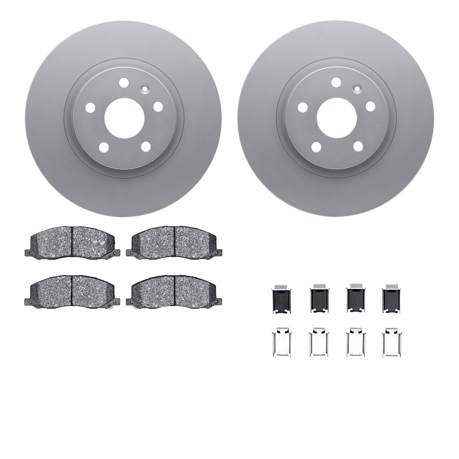 4512-65049 Geospec Brake Rotors w/5000 Advanced Brake Pads Kit & Hardware, 2011-2011 GM, Position: Front