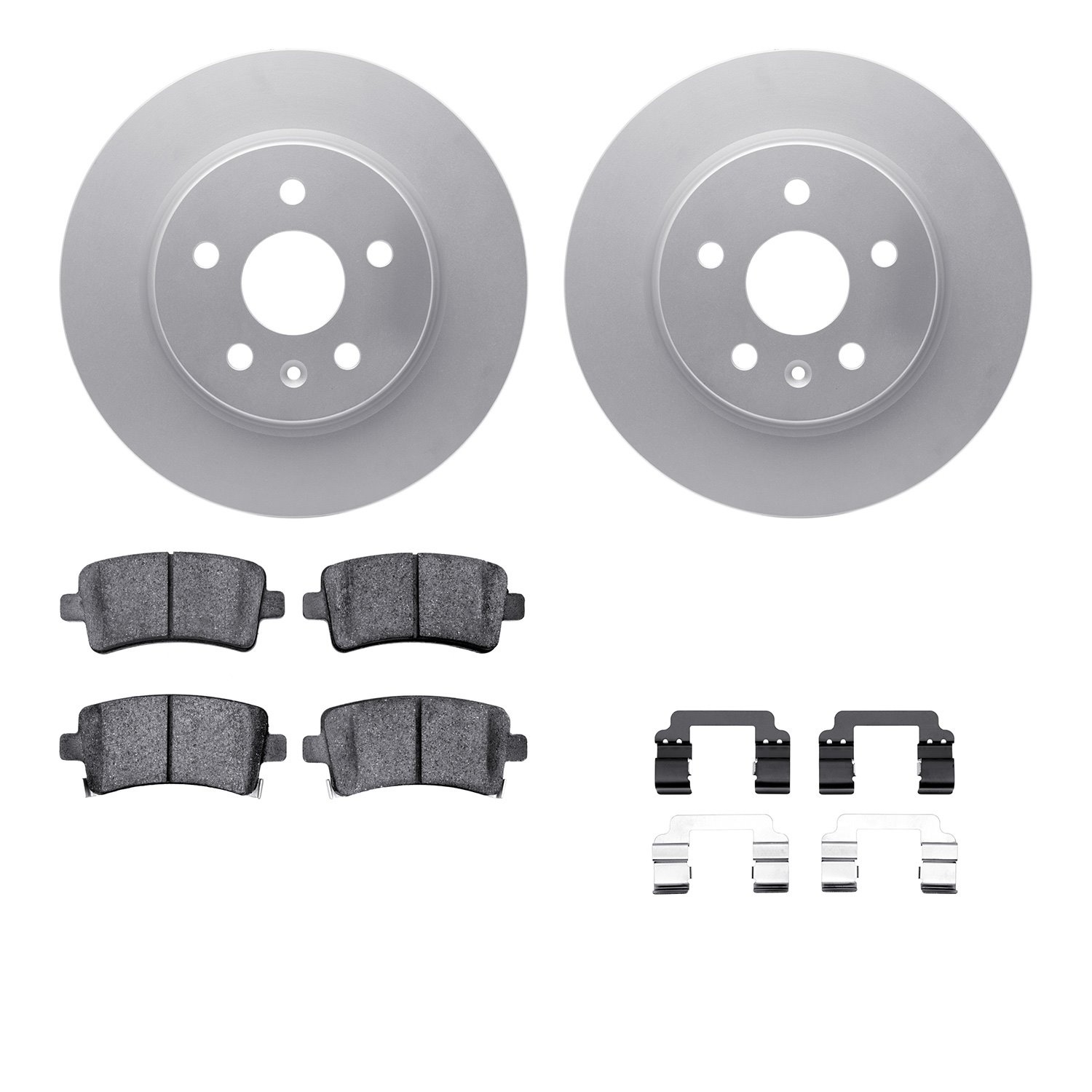 4512-65050 Geospec Brake Rotors w/5000 Advanced Brake Pads Kit & Hardware, 2011-2013 GM, Position: Rear