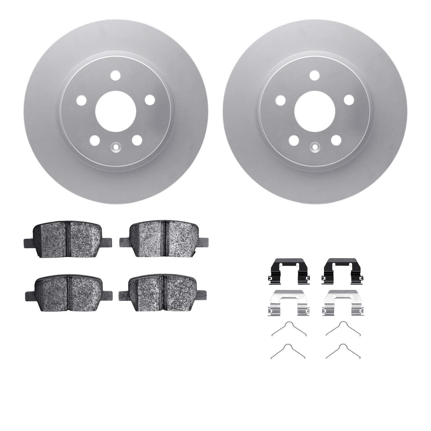 4512-65052 Geospec Brake Rotors w/5000 Advanced Brake Pads Kit & Hardware, Fits Select GM, Position: Rear