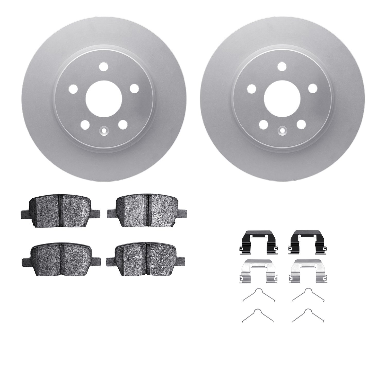 4512-65053 Geospec Brake Rotors w/5000 Advanced Brake Pads Kit & Hardware, Fits Select GM, Position: Rear