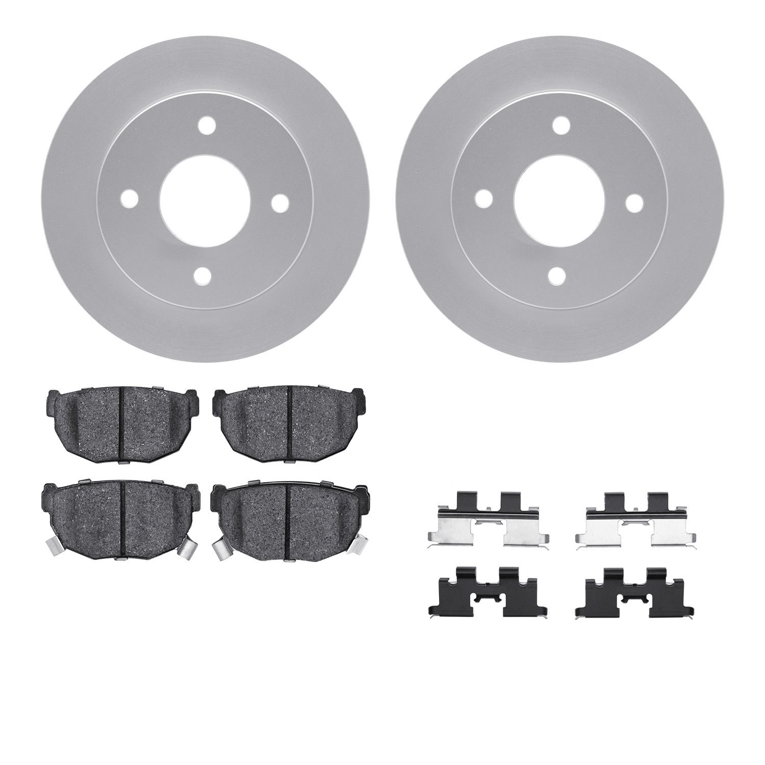 4512-67077 Geospec Brake Rotors w/5000 Advanced Brake Pads Kit & Hardware, 1989-1998 Infiniti/Nissan, Position: Rear