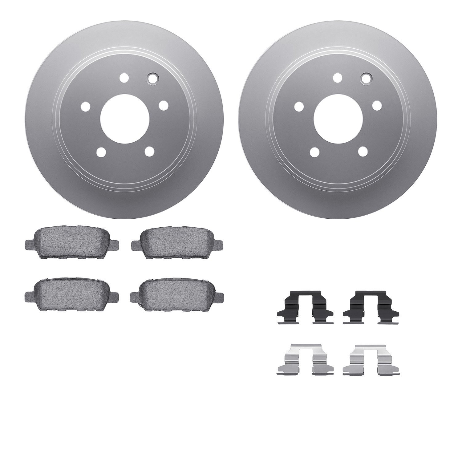 4512-67092 Geospec Brake Rotors w/5000 Advanced Brake Pads Kit & Hardware, Fits Select Multiple Makes/Models, Position: Rear