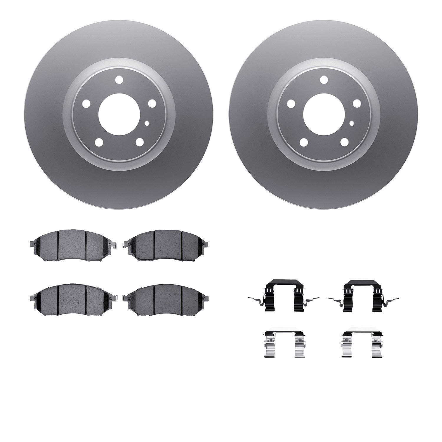 4512-67094 Geospec Brake Rotors w/5000 Advanced Brake Pads Kit & Hardware, 2006-2020 Infiniti/Nissan, Position: Front