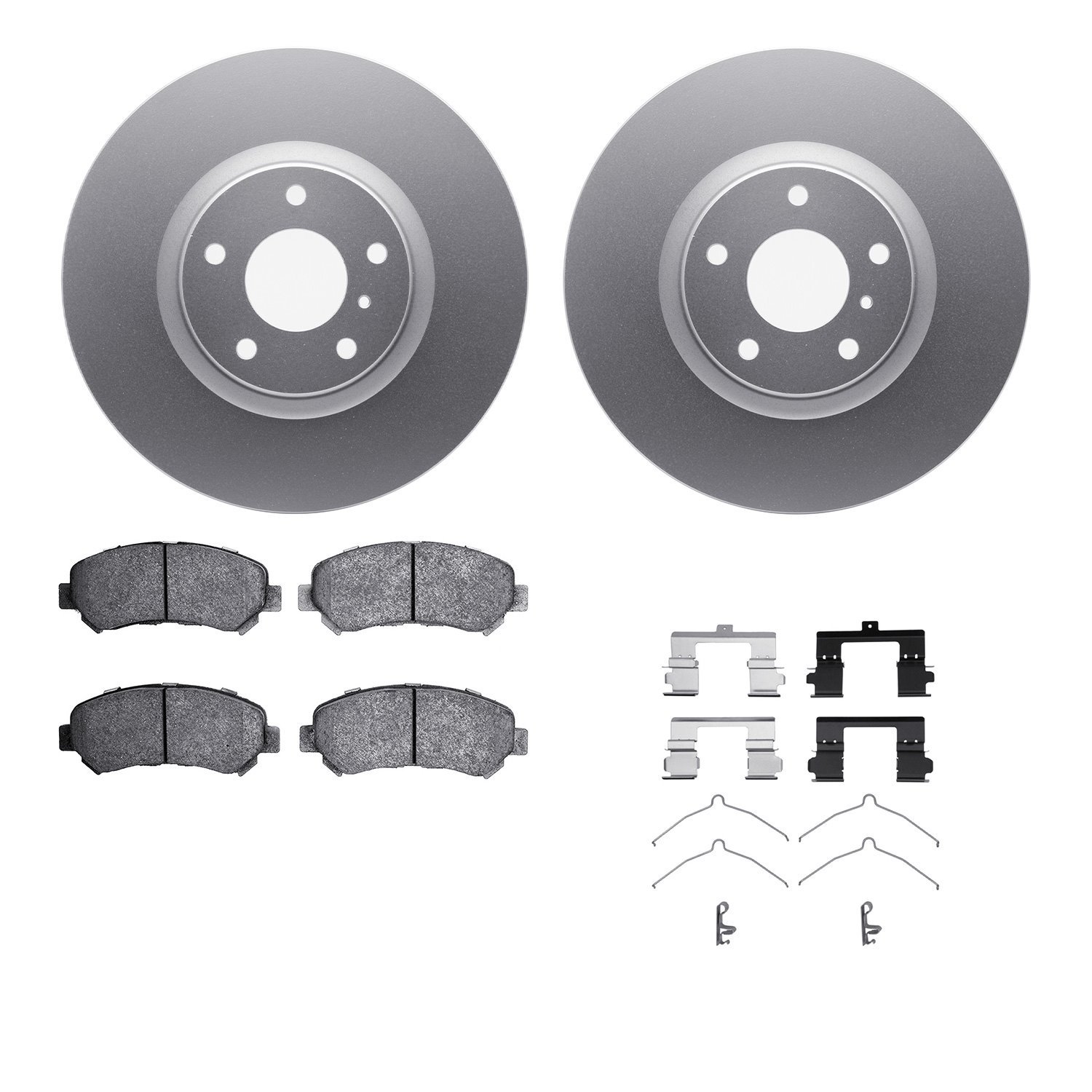 4512-67097 Geospec Brake Rotors w/5000 Advanced Brake Pads Kit & Hardware, 2009-2021 Infiniti/Nissan, Position: Front