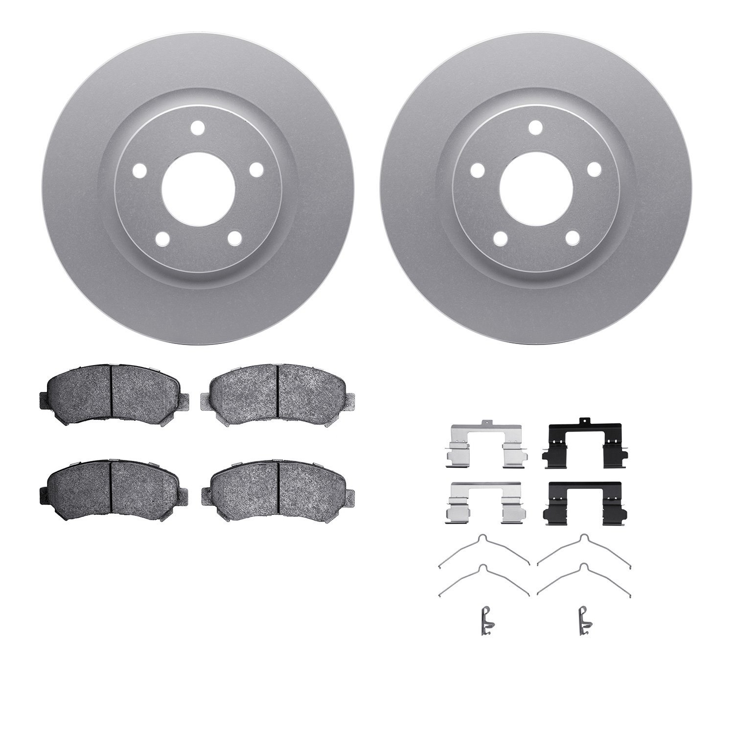 4512-67111 Geospec Brake Rotors w/5000 Advanced Brake Pads Kit & Hardware, 2008-2015 Infiniti/Nissan, Position: Front