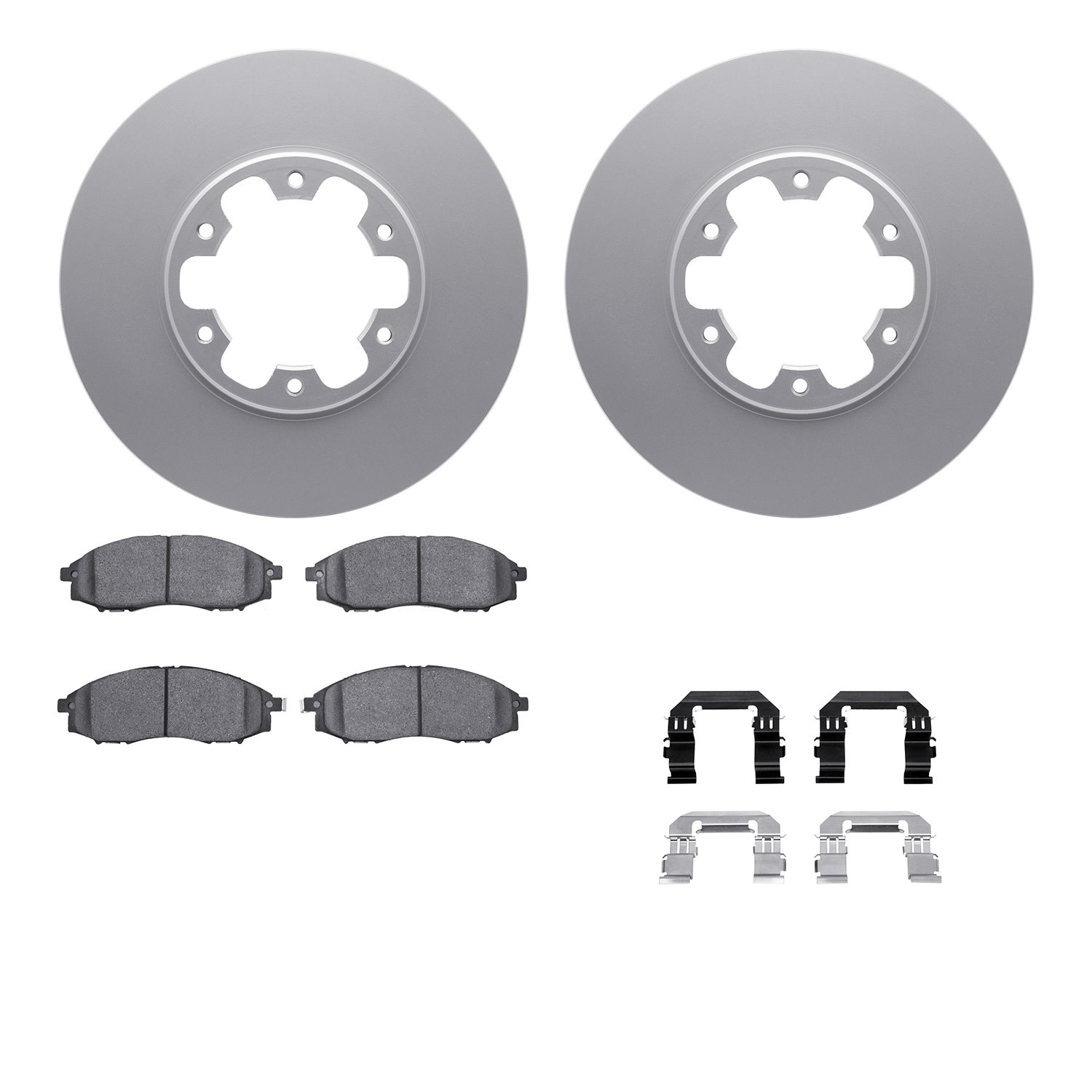 4512-67123 Geospec Brake Rotors w/5000 Advanced Brake Pads Kit & Hardware, 2000-2004 Infiniti/Nissan, Position: Front