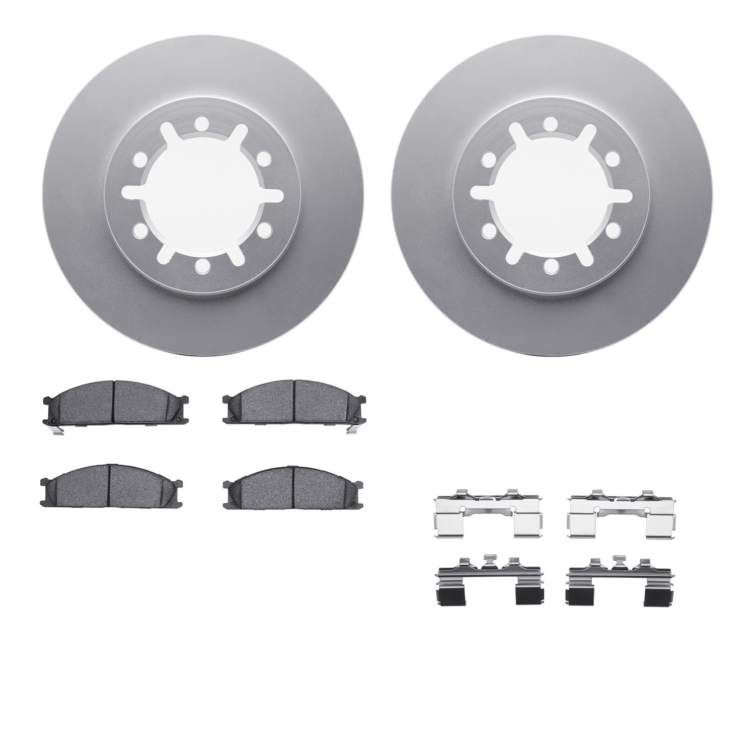4512-67124 Geospec Brake Rotors w/5000 Advanced Brake Pads Kit & Hardware, 1998-2015 Infiniti/Nissan, Position: Front