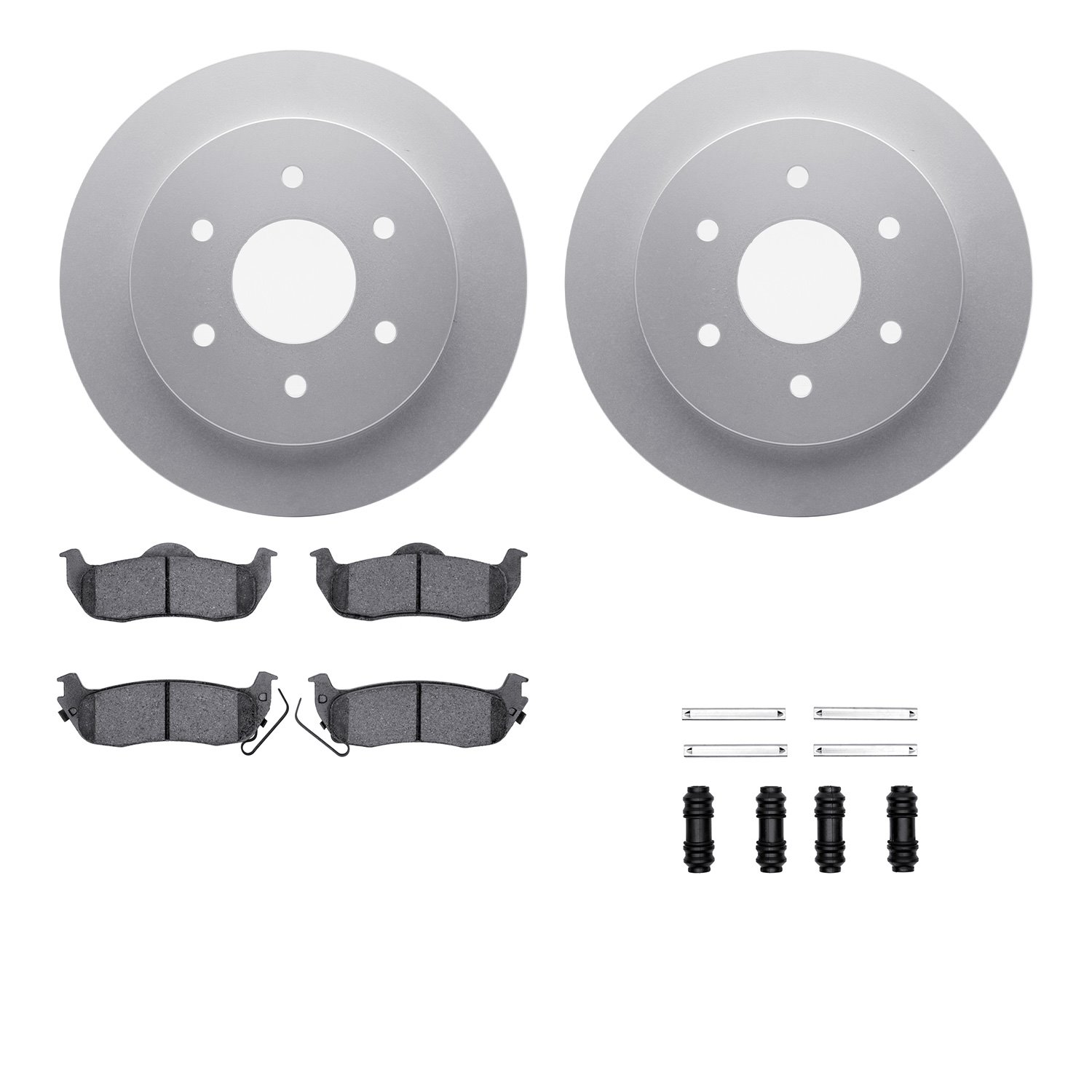 4512-67132 Geospec Brake Rotors w/5000 Advanced Brake Pads Kit & Hardware, 2004-2015 Infiniti/Nissan, Position: Rear