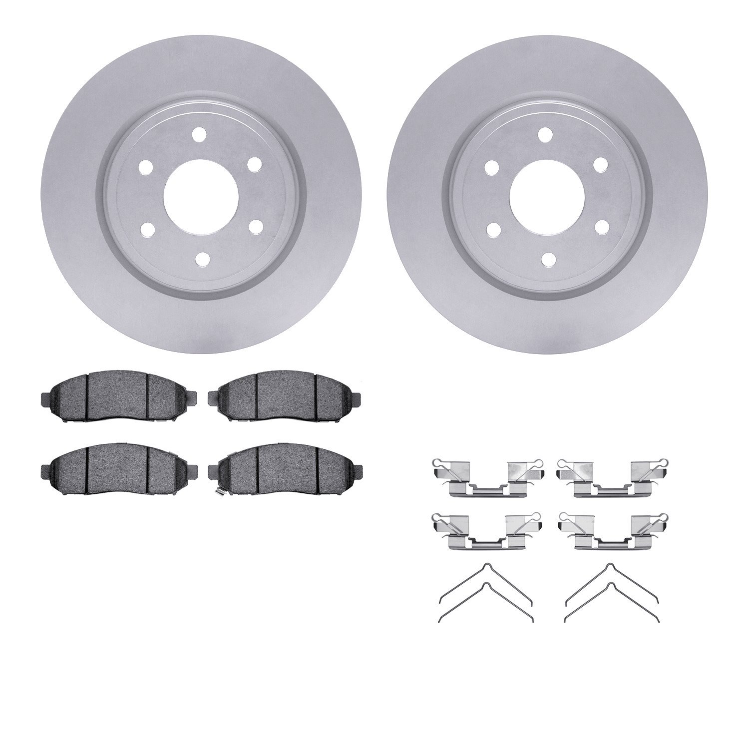 4512-67134 Geospec Brake Rotors w/5000 Advanced Brake Pads Kit & Hardware, Fits Select Multiple Makes/Models, Position: Front