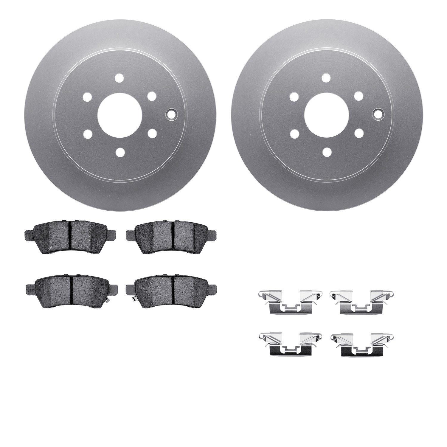 4512-67135 Geospec Brake Rotors w/5000 Advanced Brake Pads Kit & Hardware, 2005-2012 Infiniti/Nissan, Position: Rear