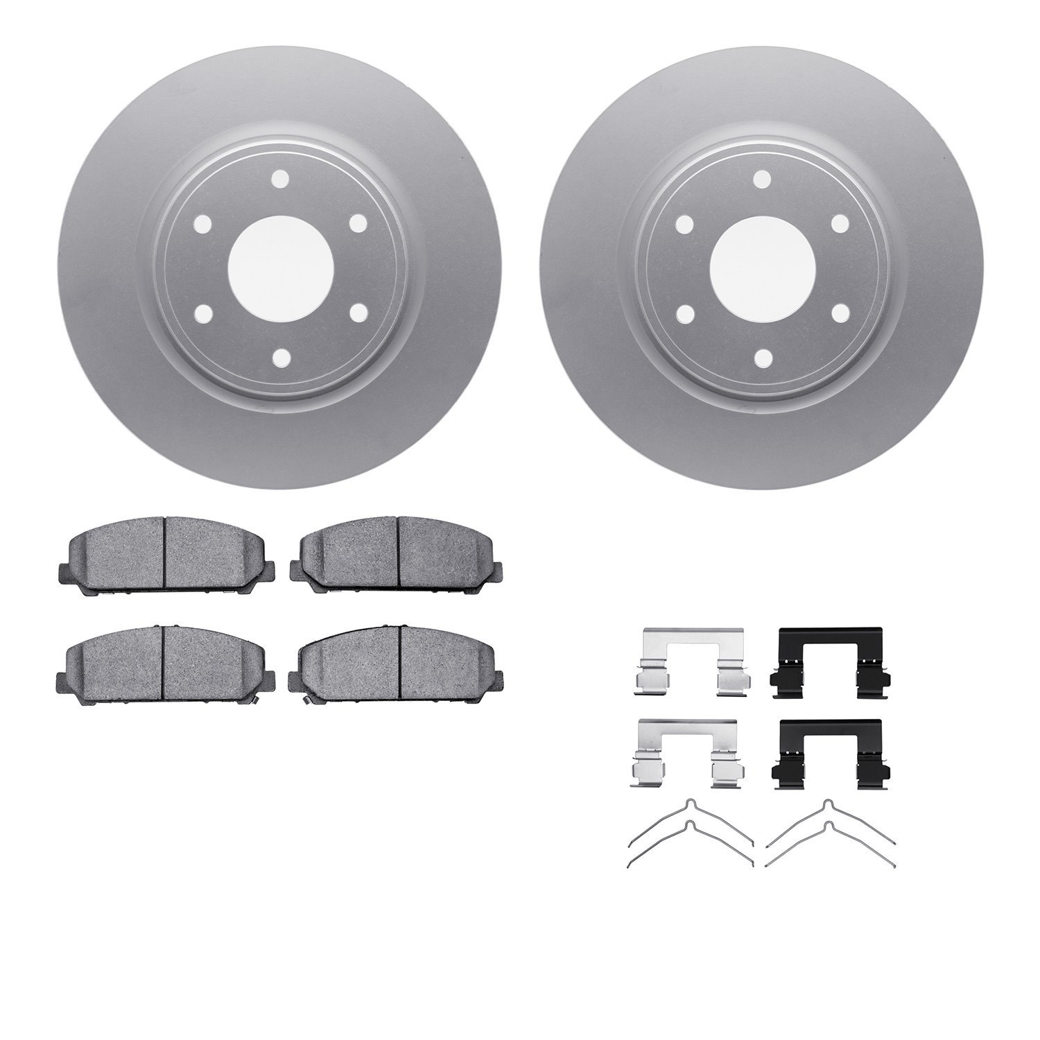 4512-67139 Geospec Brake Rotors w/5000 Advanced Brake Pads Kit & Hardware, 2005-2007 Infiniti/Nissan, Position: Front