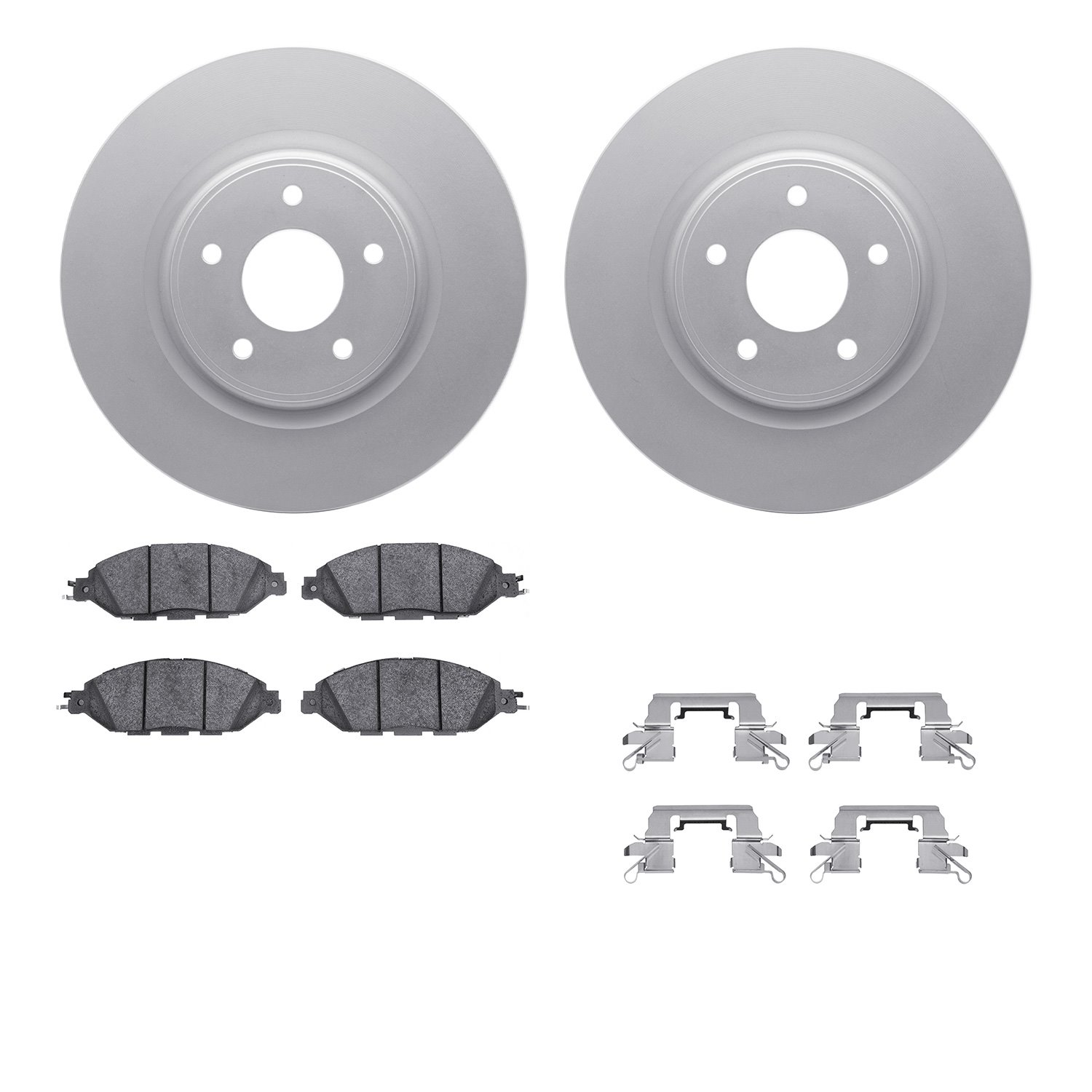 4512-67151 Geospec Brake Rotors w/5000 Advanced Brake Pads Kit & Hardware, Fits Select Infiniti/Nissan, Position: Front