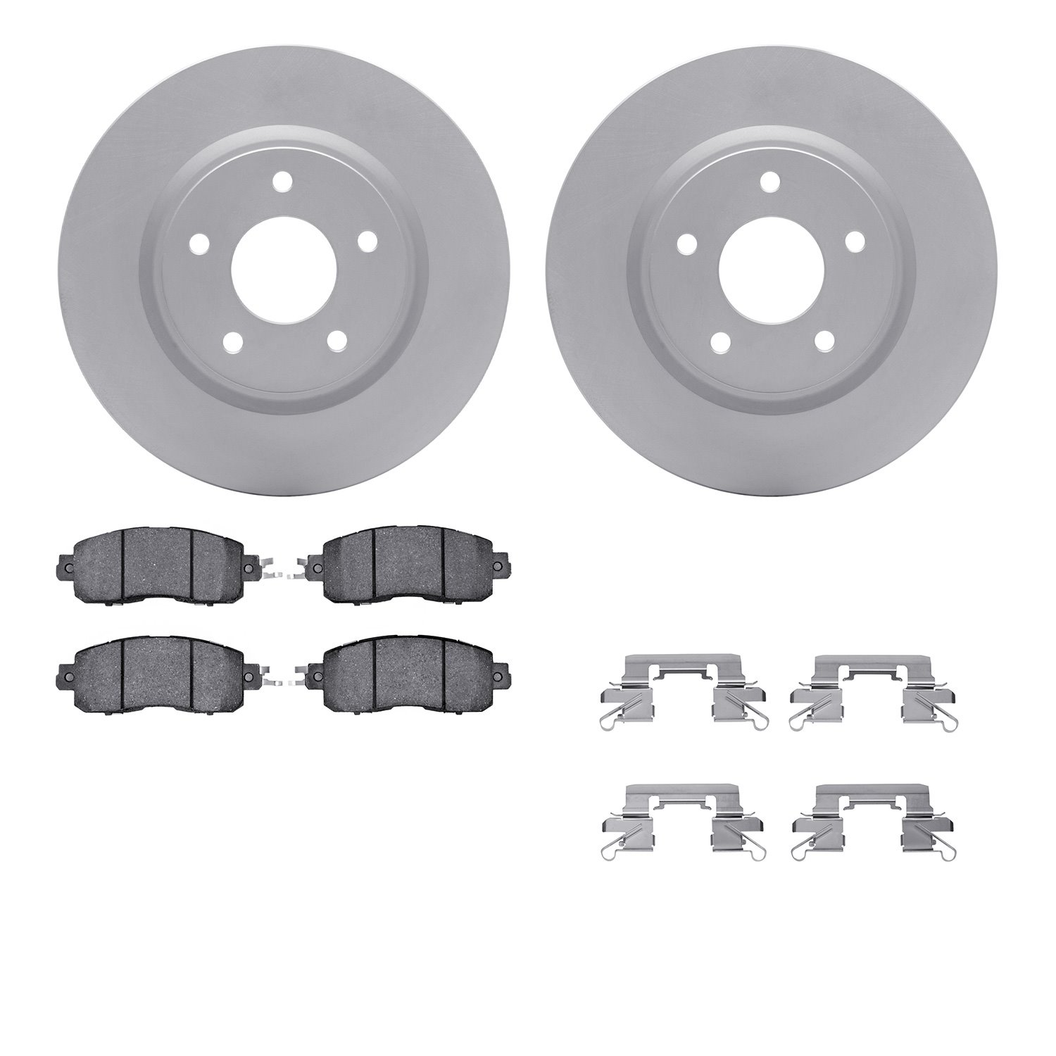 4512-67153 Geospec Brake Rotors w/5000 Advanced Brake Pads Kit & Hardware, 2014-2017 Infiniti/Nissan, Position: Front