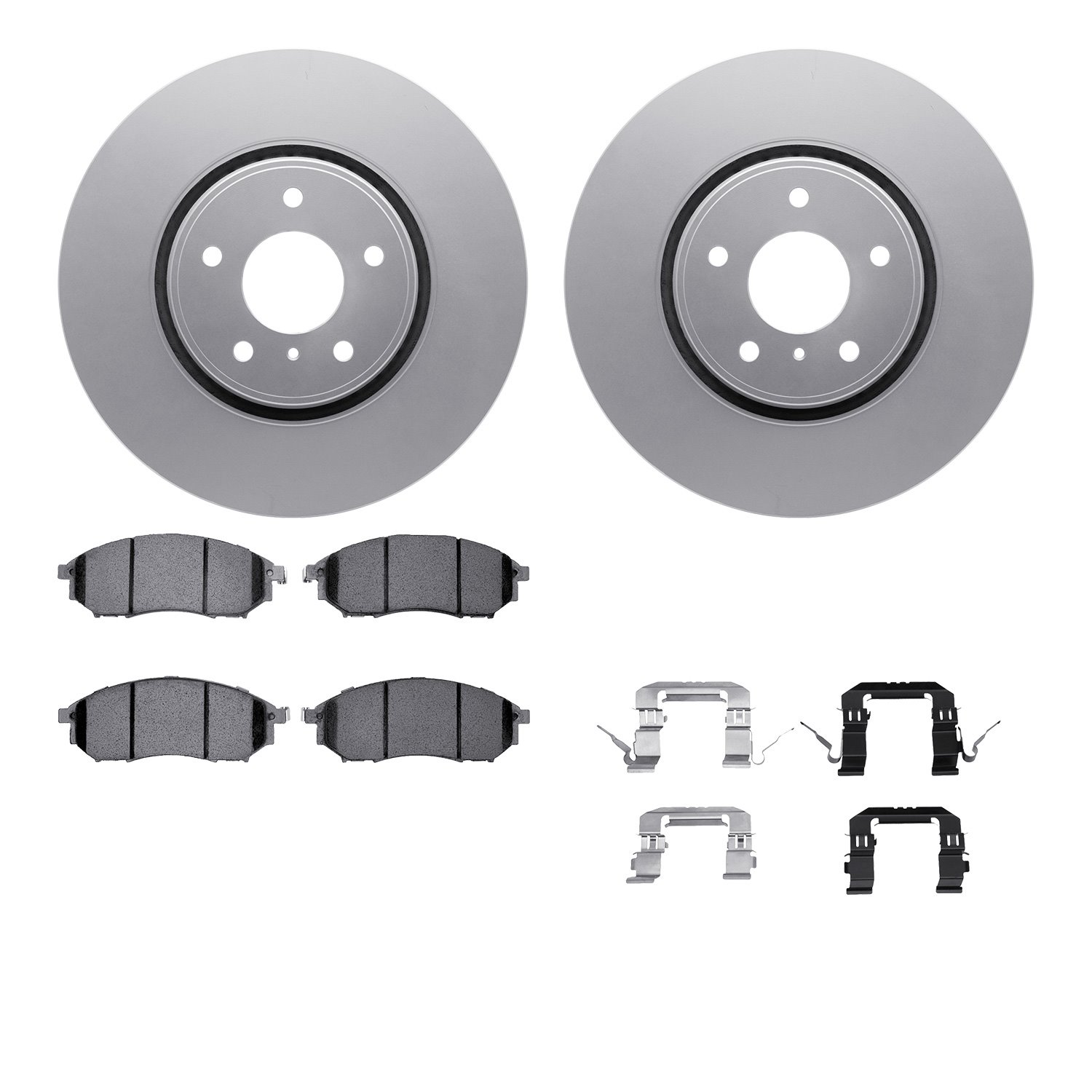 4512-68024 Geospec Brake Rotors w/5000 Advanced Brake Pads Kit & Hardware, 2014-2014 Infiniti/Nissan, Position: Front