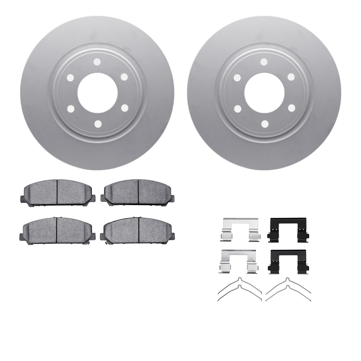 4512-68027 Geospec Brake Rotors w/5000 Advanced Brake Pads Kit & Hardware, Fits Select Infiniti/Nissan, Position: Front