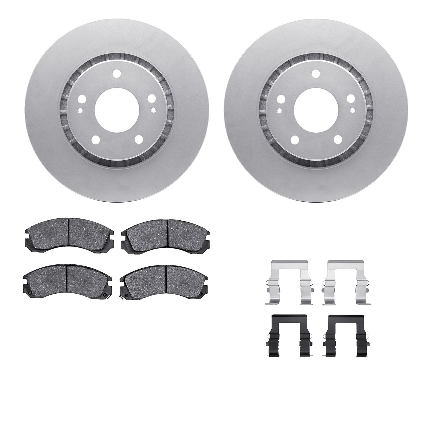 4512-72076 Geospec Brake Rotors w/5000 Advanced Brake Pads Kit & Hardware, 2009-2015 Mitsubishi, Position: Front