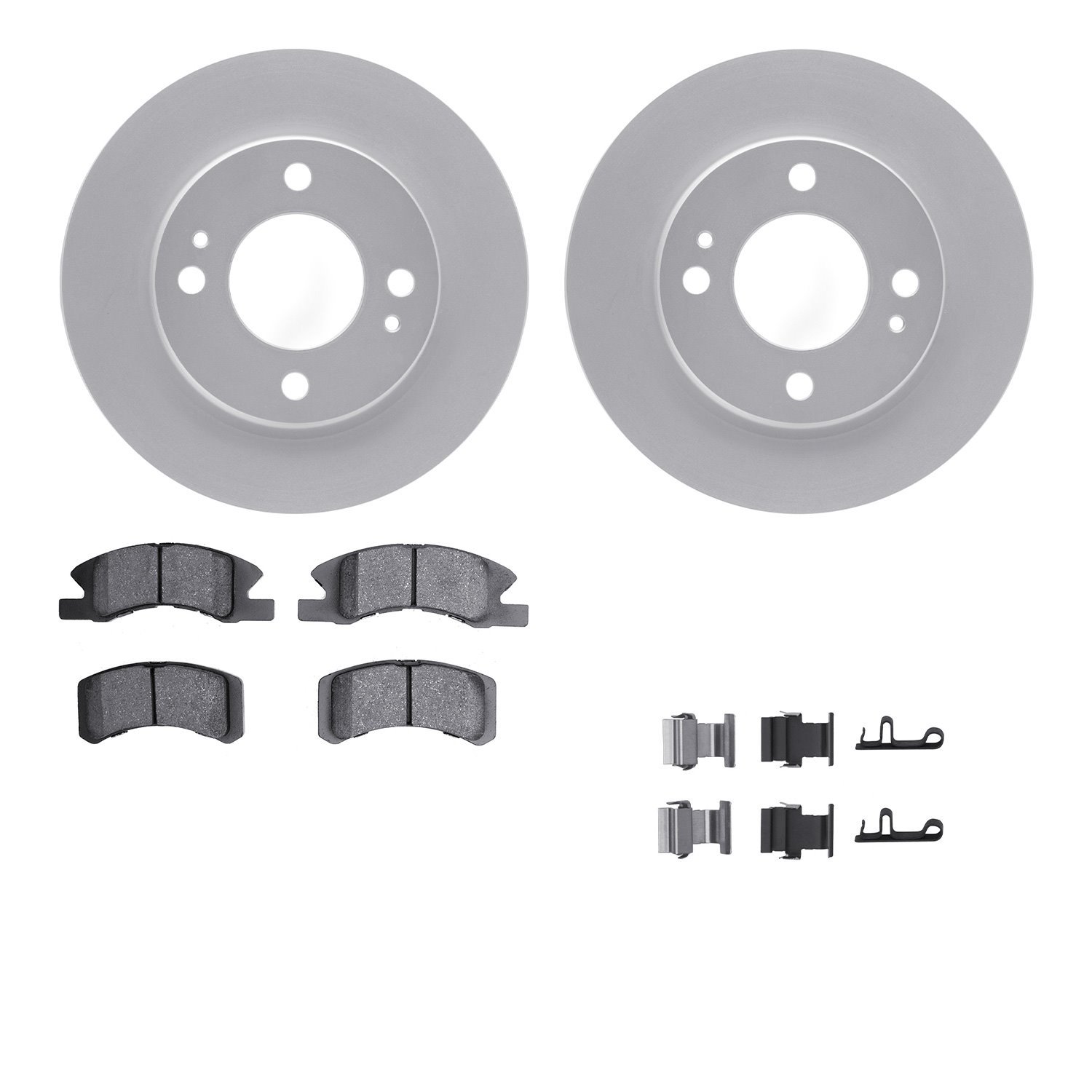 4512-72077 Geospec Brake Rotors w/5000 Advanced Brake Pads Kit & Hardware, 2014-2015 Mitsubishi, Position: Front