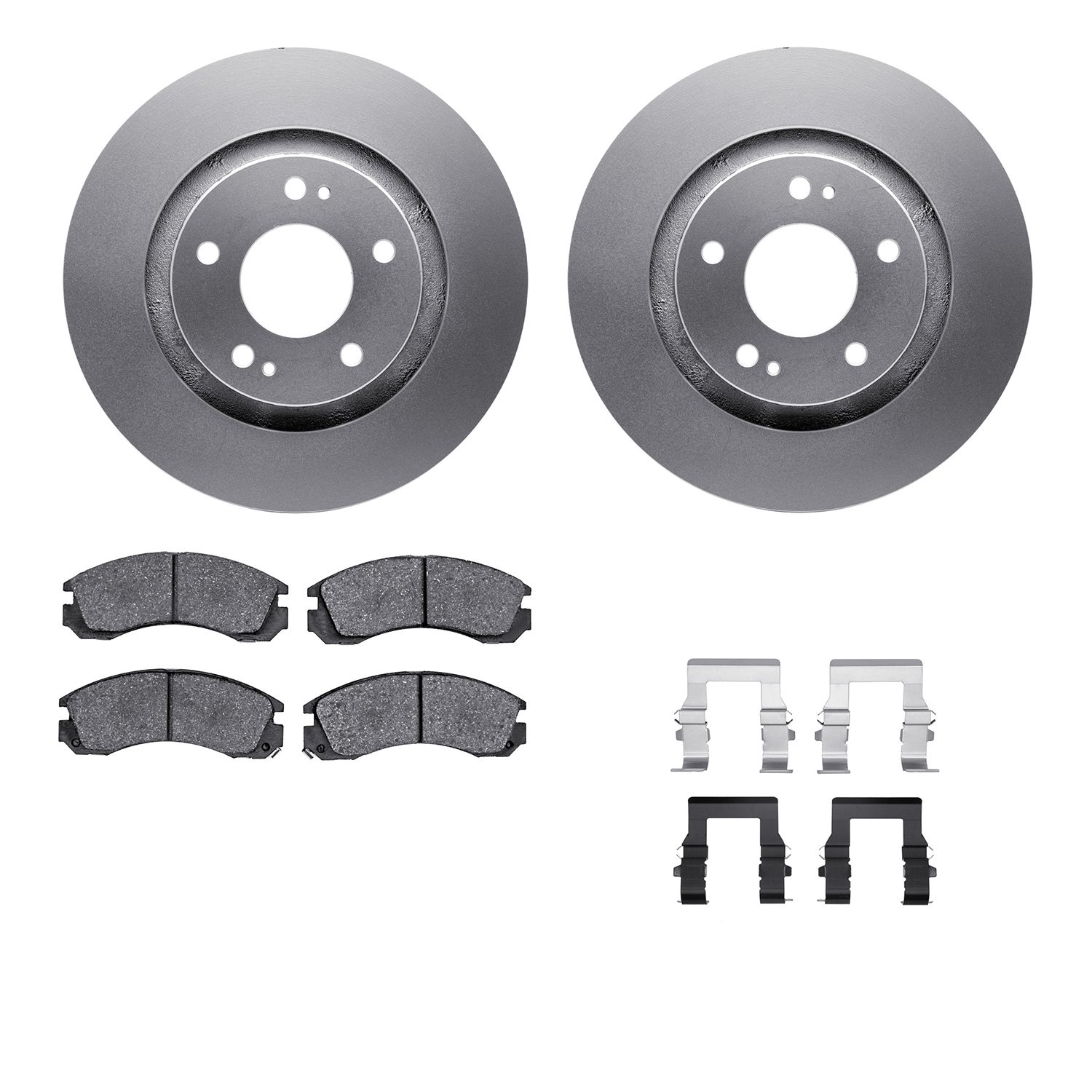 4512-72081 Geospec Brake Rotors w/5000 Advanced Brake Pads Kit & Hardware, Fits Select Mitsubishi, Position: Front