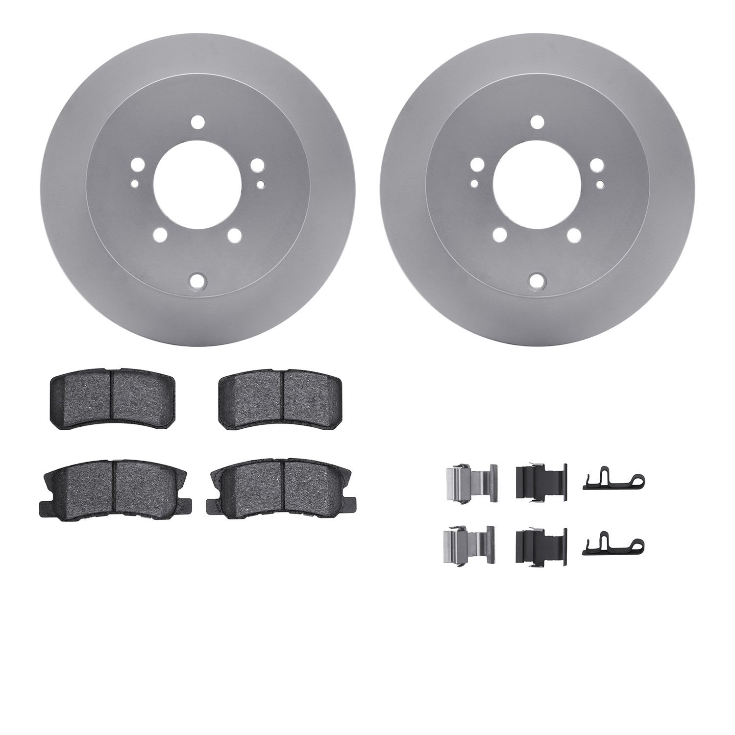 4512-72082 Geospec Brake Rotors w/5000 Advanced Brake Pads Kit & Hardware, 2007-2015 Mitsubishi, Position: Rear