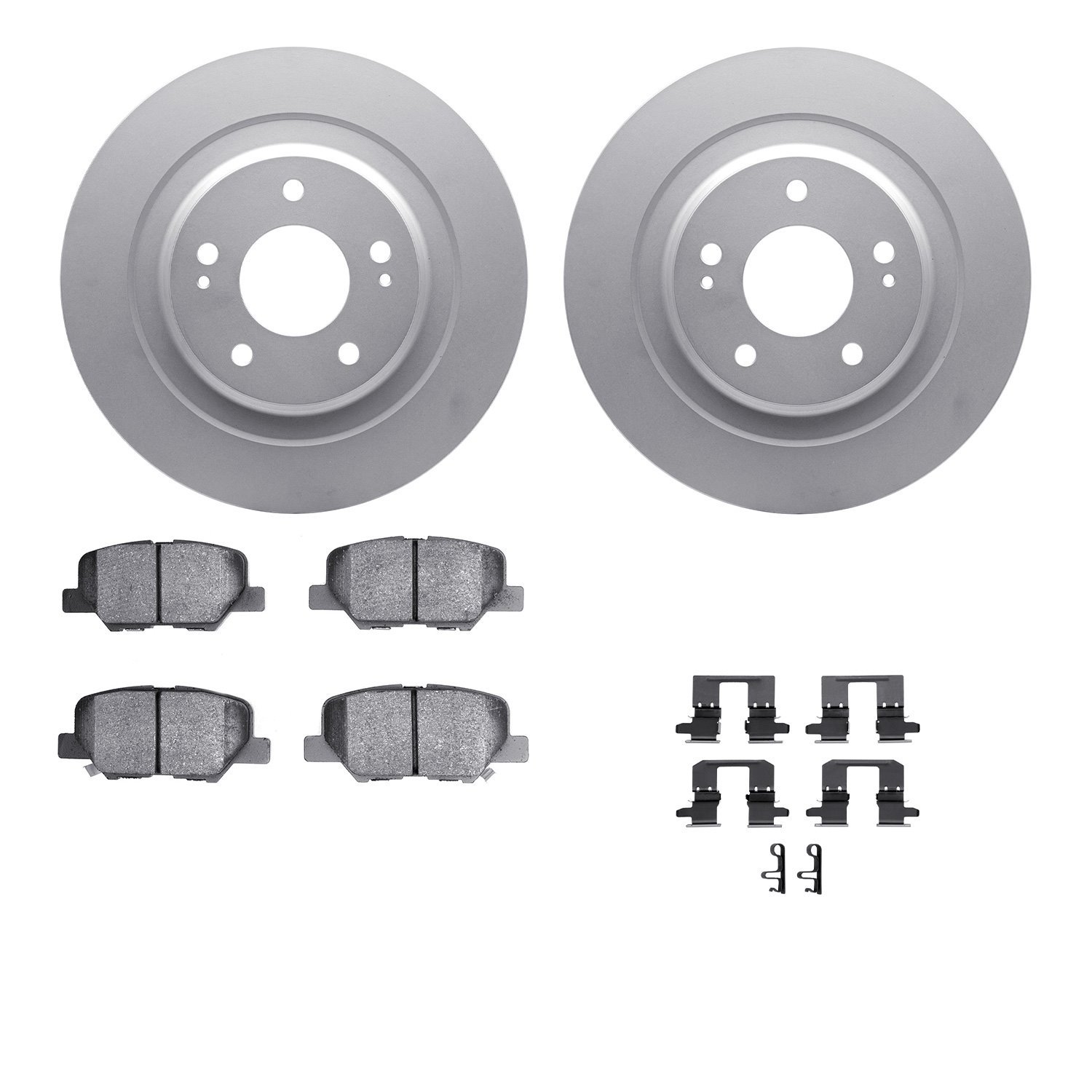 4512-72083 Geospec Brake Rotors w/5000 Advanced Brake Pads Kit & Hardware, Fits Select Mitsubishi, Position: Rear
