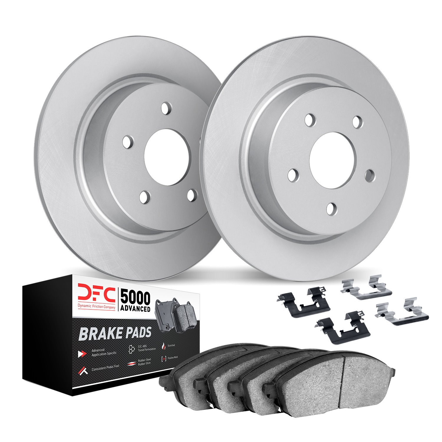 4512-73000 Geospec Brake Rotors w/5000 Advanced Brake Pads Kit & Hardware, Fits Select Audi/Volkswagen, Position: Rear