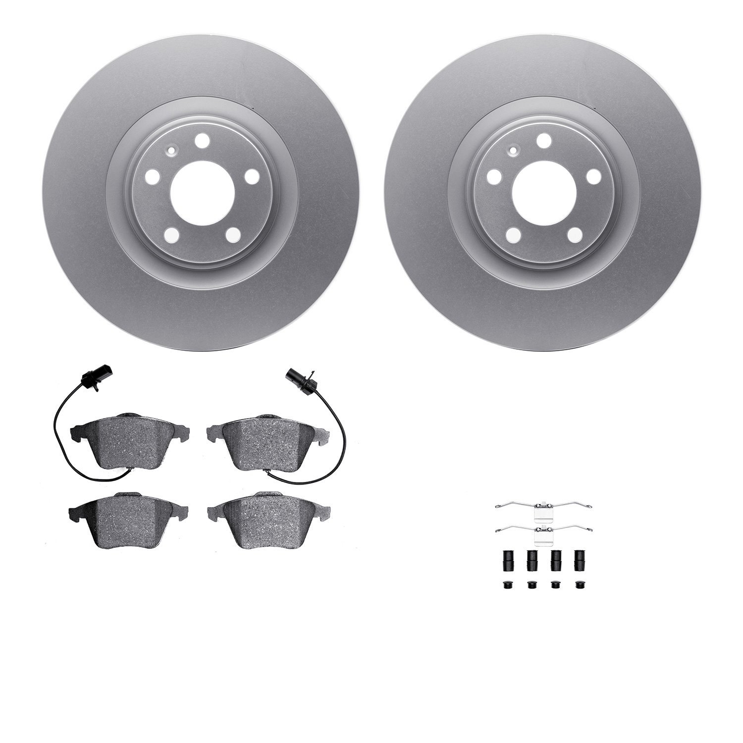 4512-73100 Geospec Brake Rotors w/5000 Advanced Brake Pads Kit & Hardware, 2004-2009 Audi/Volkswagen, Position: Front