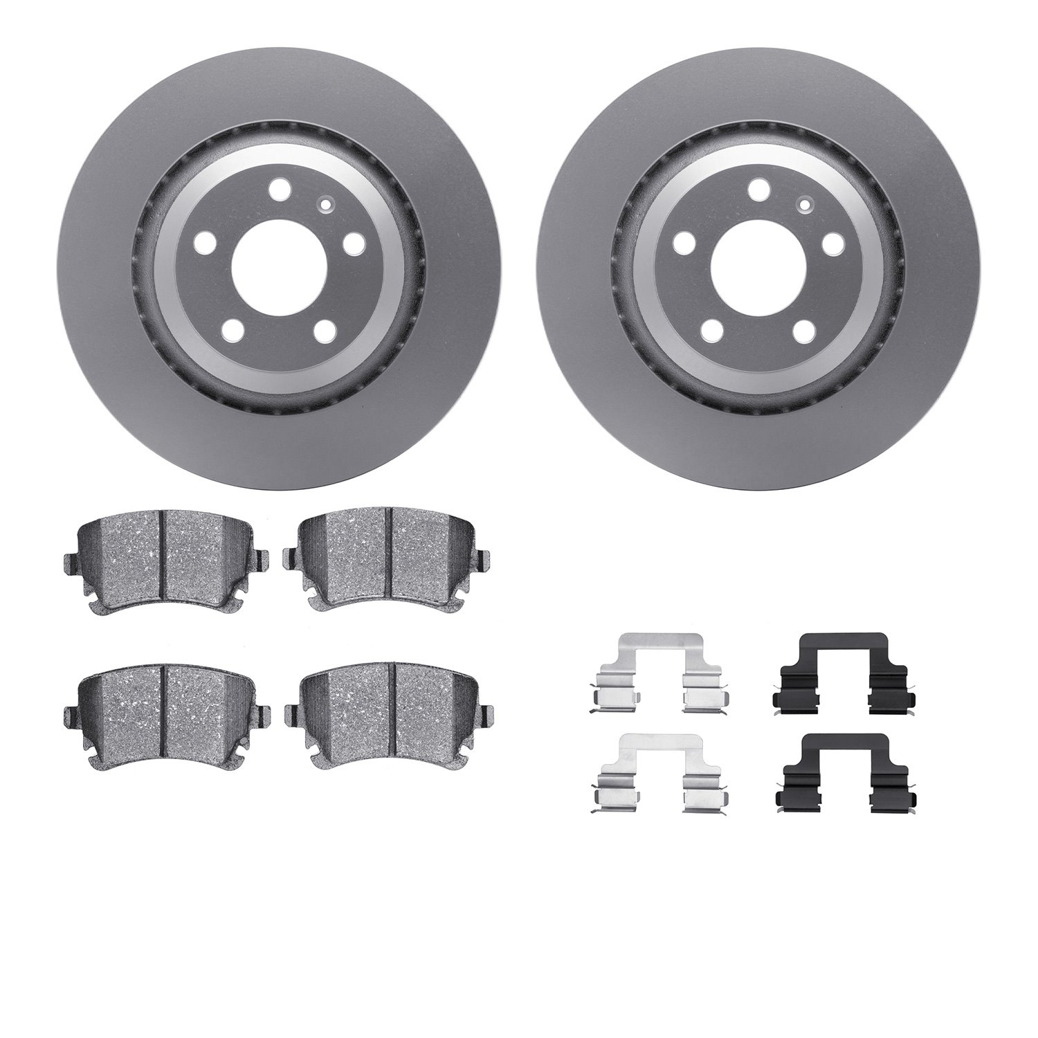 4512-73114 Geospec Brake Rotors w/5000 Advanced Brake Pads Kit & Hardware, 2005-2011 Audi/Volkswagen, Position: Rear