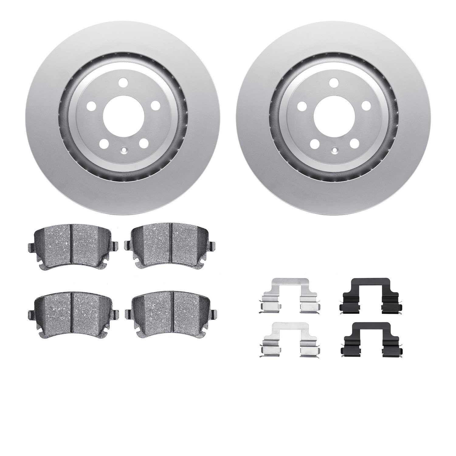 4512-73130 Geospec Brake Rotors w/5000 Advanced Brake Pads Kit & Hardware, 2007-2011 Audi/Volkswagen, Position: Rear