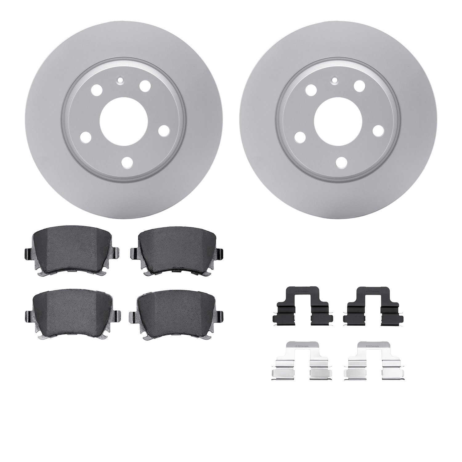 4512-73132 Geospec Brake Rotors w/5000 Advanced Brake Pads Kit & Hardware, 2009-2015 Audi/Volkswagen, Position: Rear